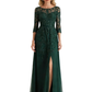 Sexy Slit Mermaid Dresses Mother of The Groom Dresses Long Formal 3/4 Sleeves