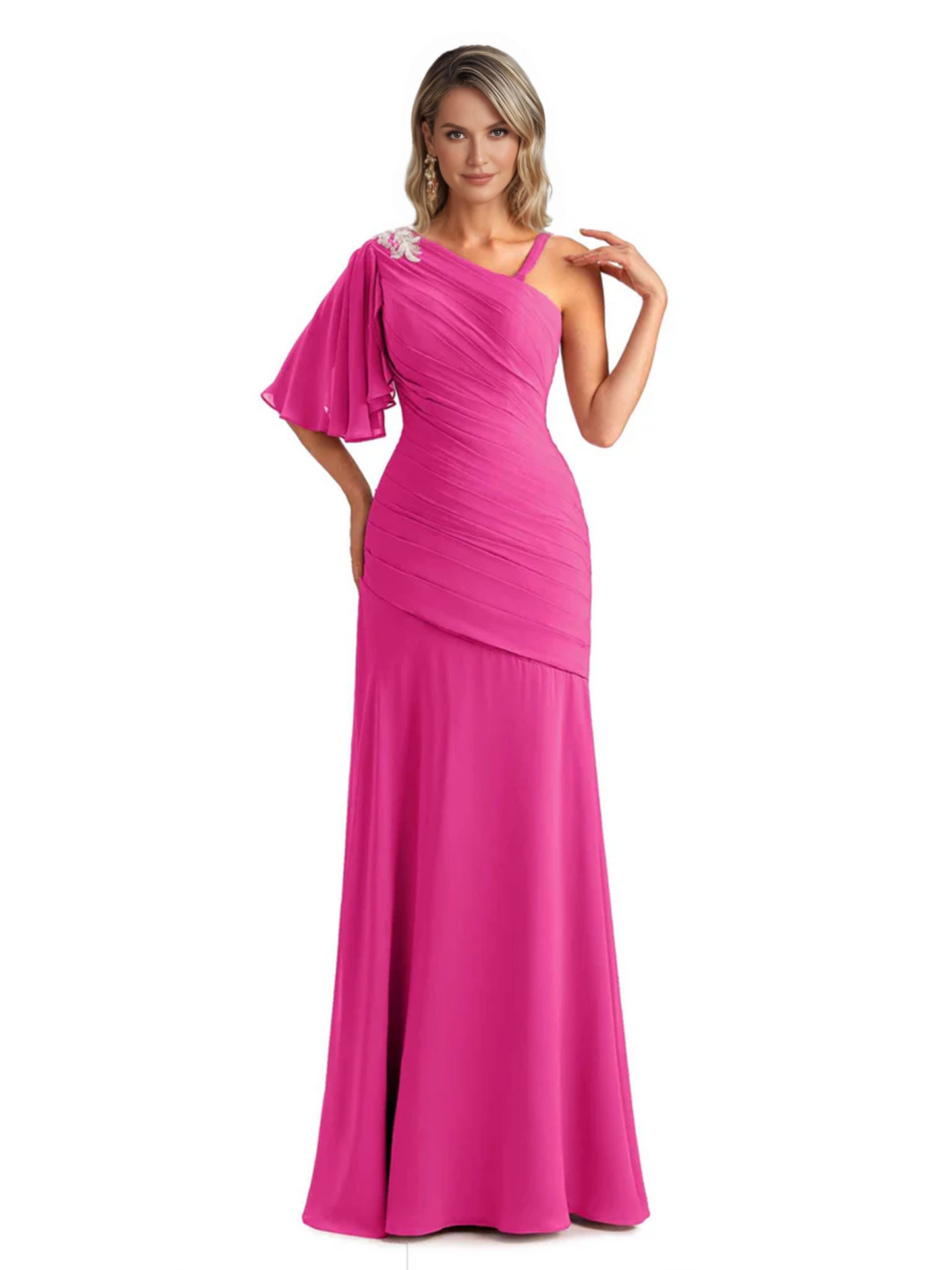 Embroidered Lace Bodice Mother of the Bride Dress Chiffon Maxi Dress Plus Size