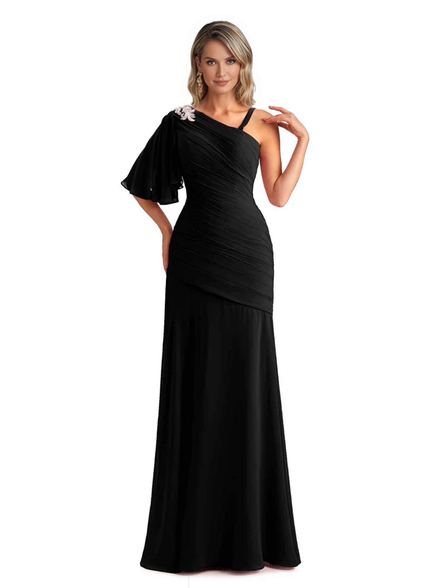 Embroidered Lace Bodice Mother of the Bride Dress Chiffon Maxi Dress Plus Size