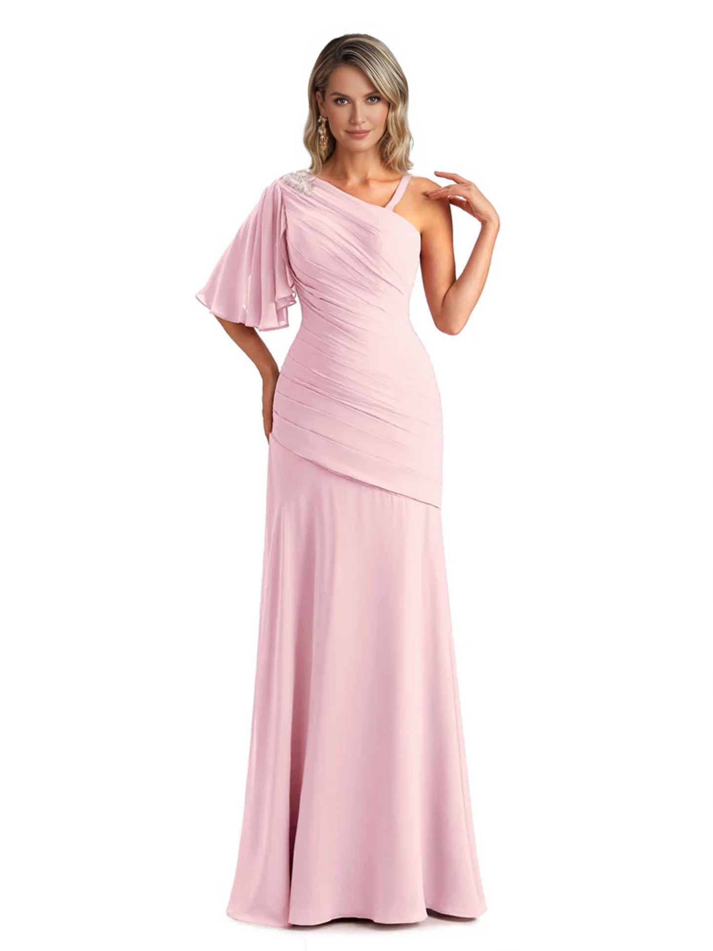 Embroidered Lace Bodice Mother of the Bride Dress Chiffon Maxi Dress Plus Size