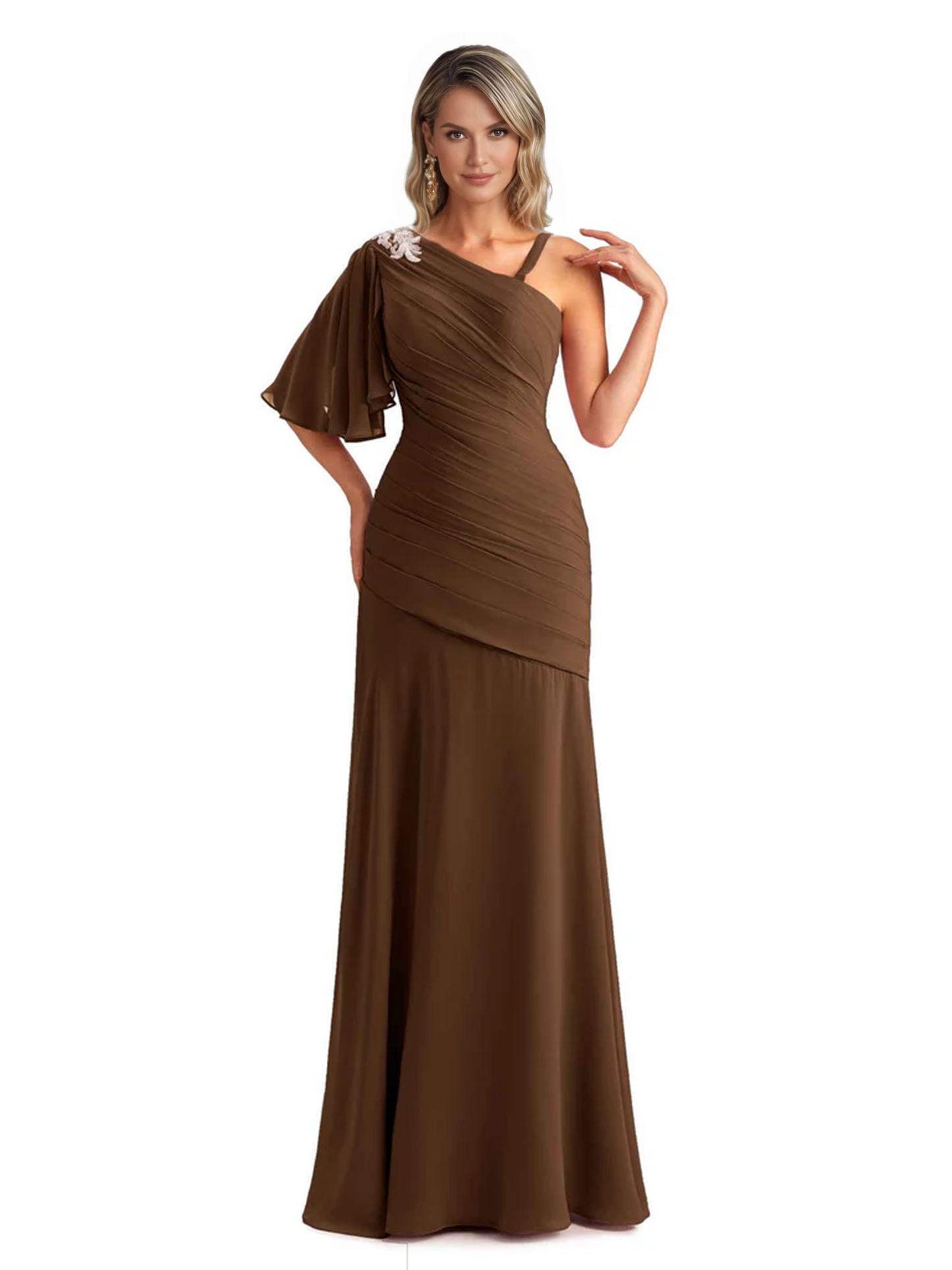 Embroidered Lace Bodice Mother of the Bride Dress Chiffon Maxi Dress Plus Size