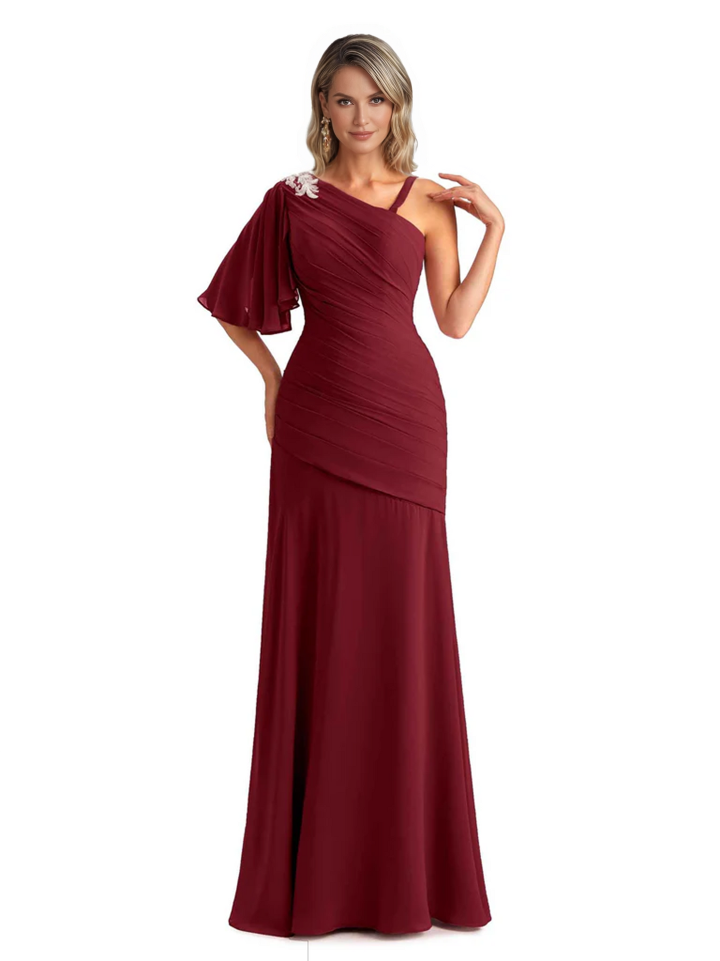 Embroidered Lace Bodice Mother of the Bride Dress Chiffon Maxi Dress Plus Size
