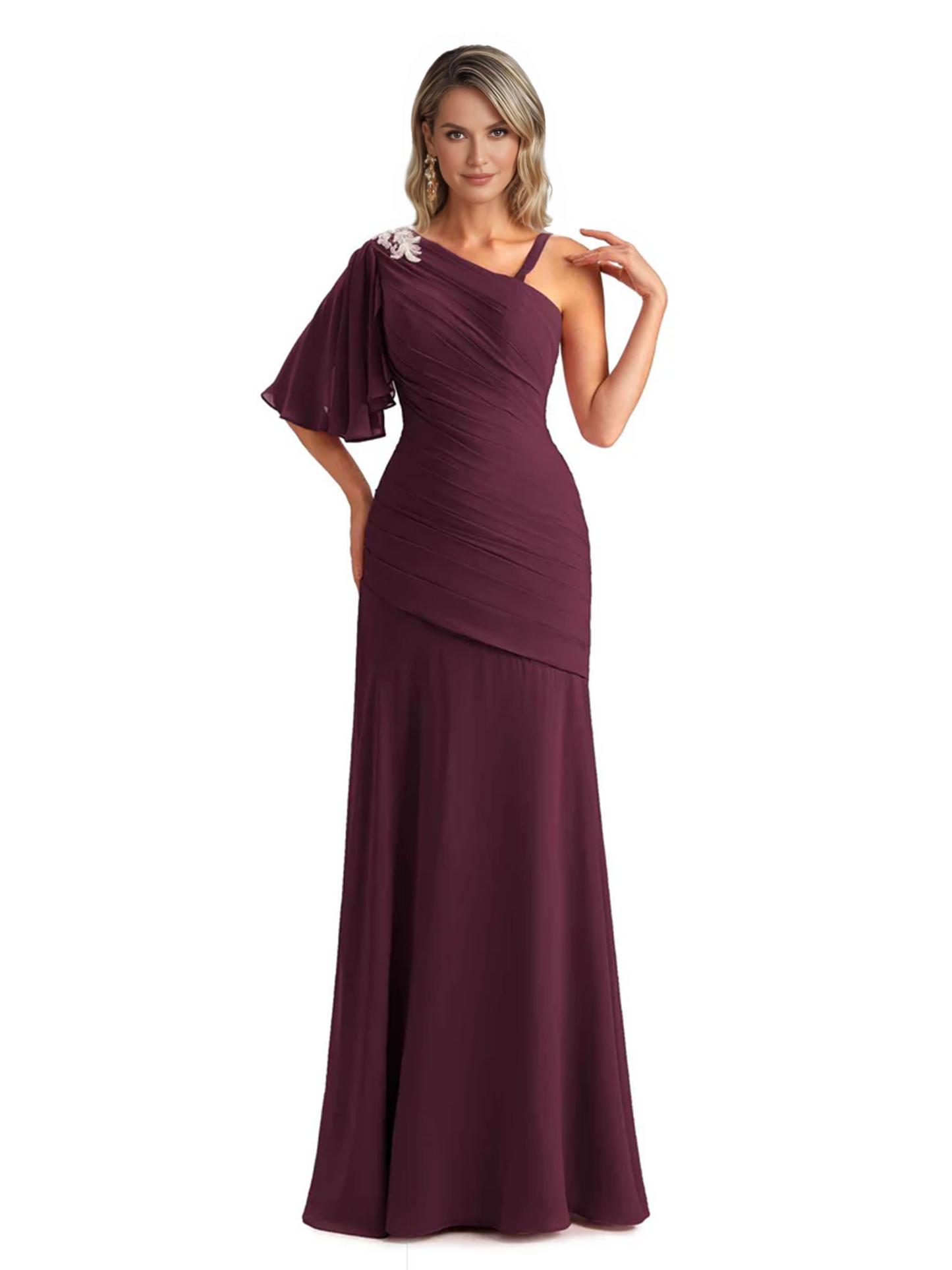 Embroidered Lace Bodice Mother of the Bride Dress Chiffon Maxi Dress Plus Size