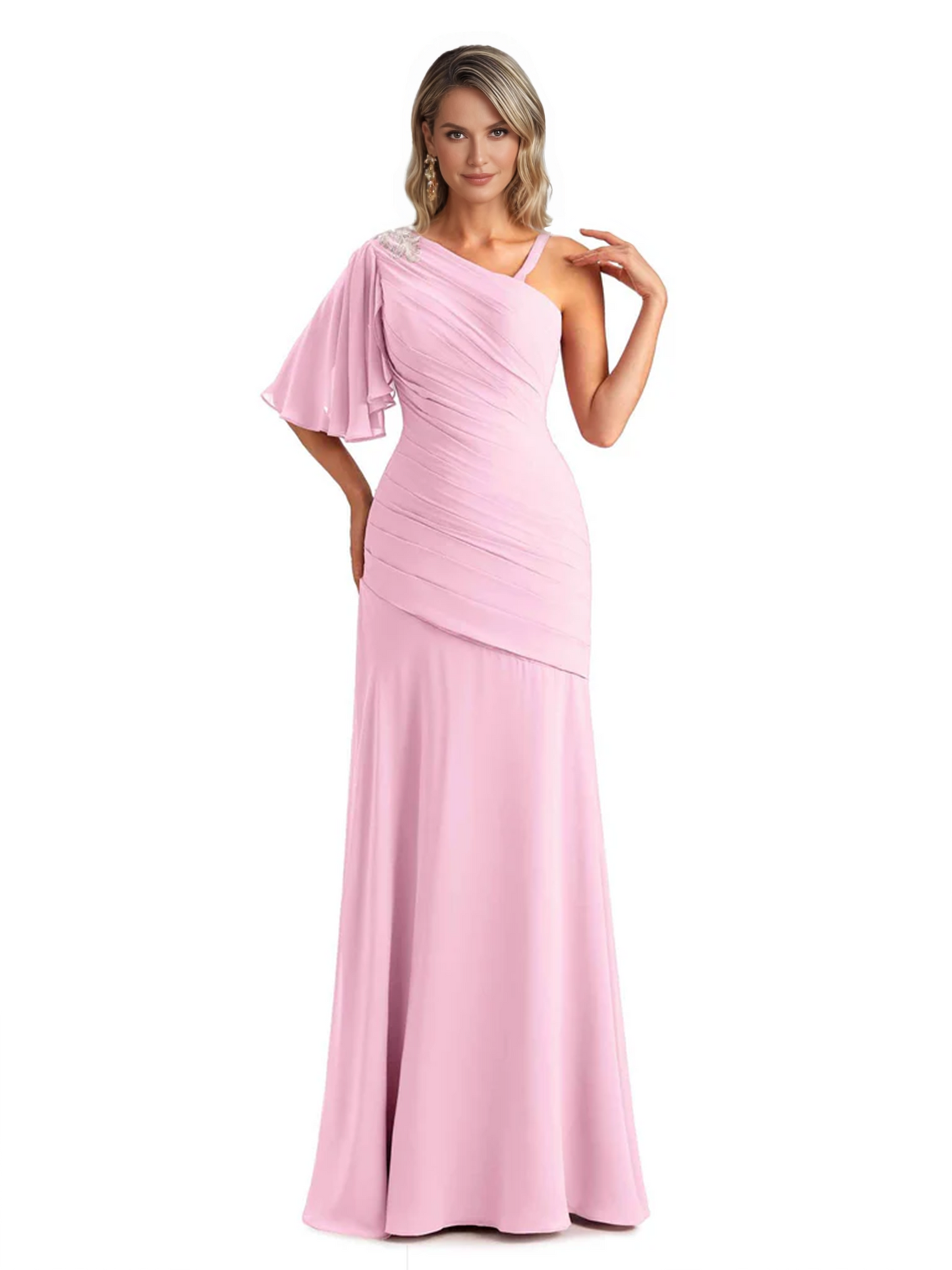 Embroidered Lace Bodice Mother of the Bride Dress Chiffon Maxi Dress Plus Size