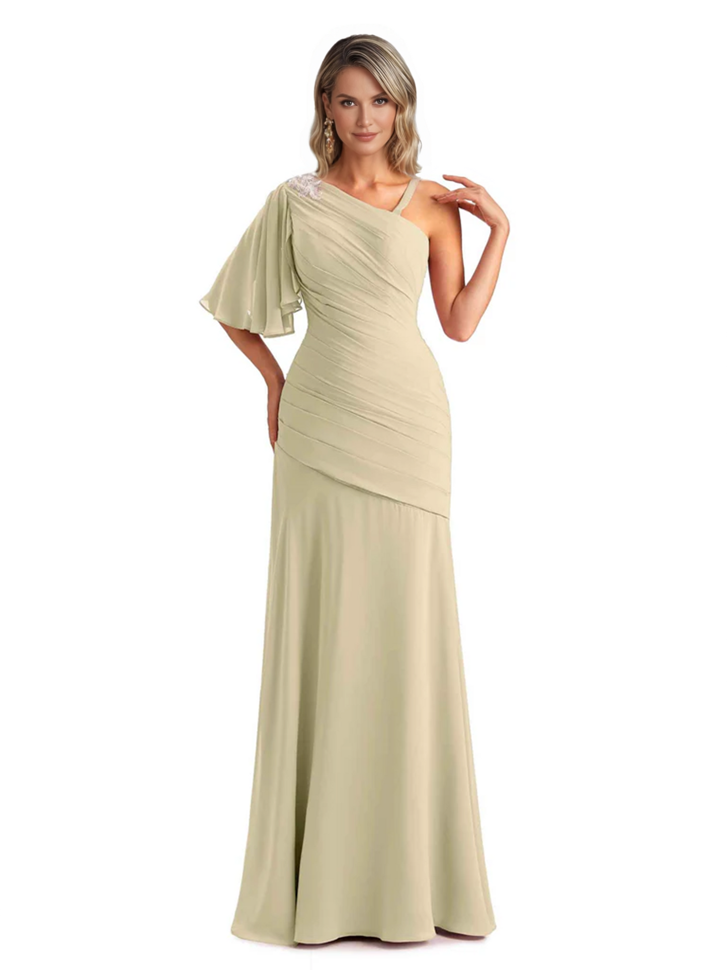 Embroidered Lace Bodice Mother of the Bride Dress Chiffon Maxi Dress Plus Size