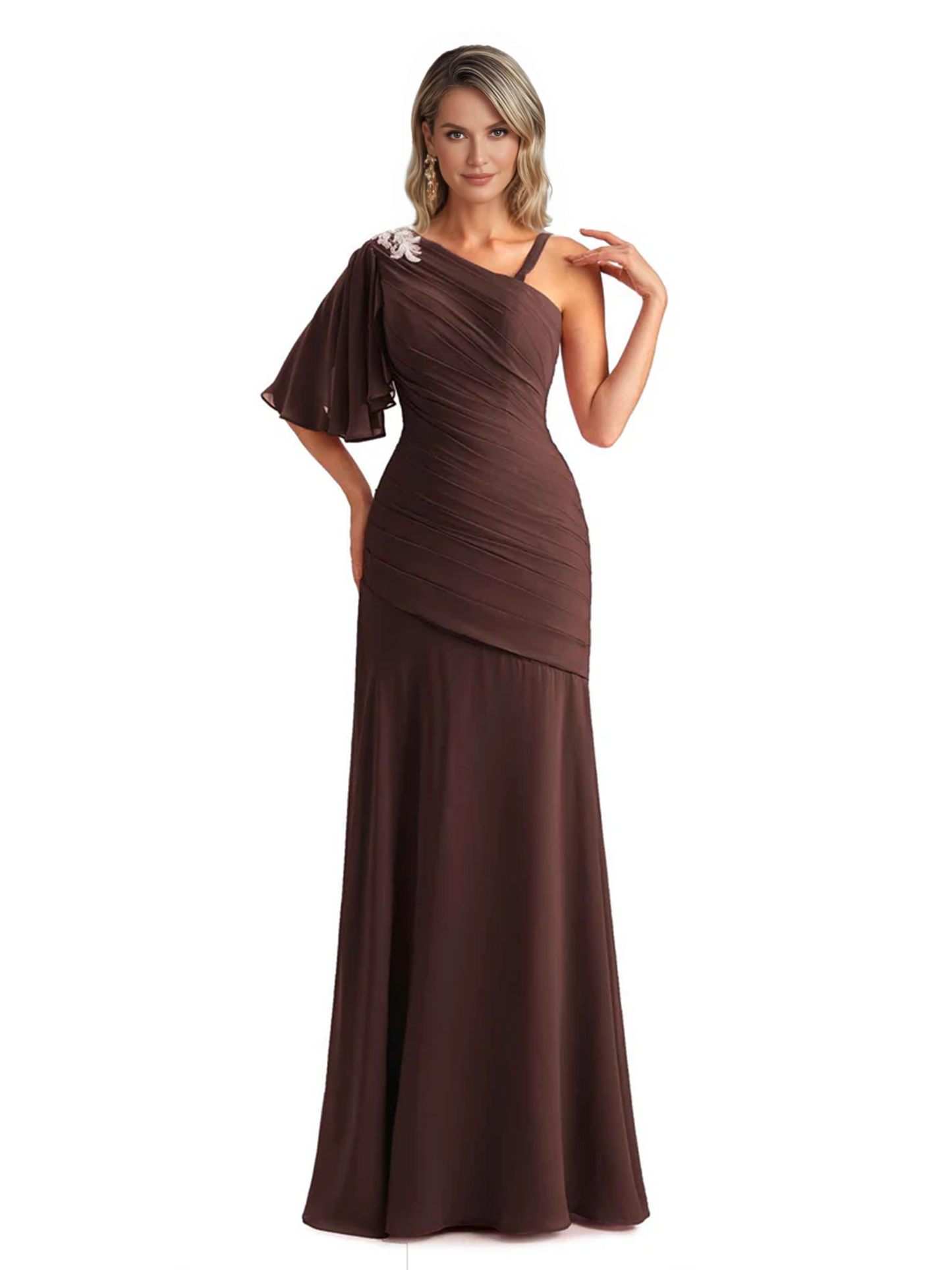 Embroidered Lace Bodice Mother of the Bride Dress Chiffon Maxi Dress Plus Size