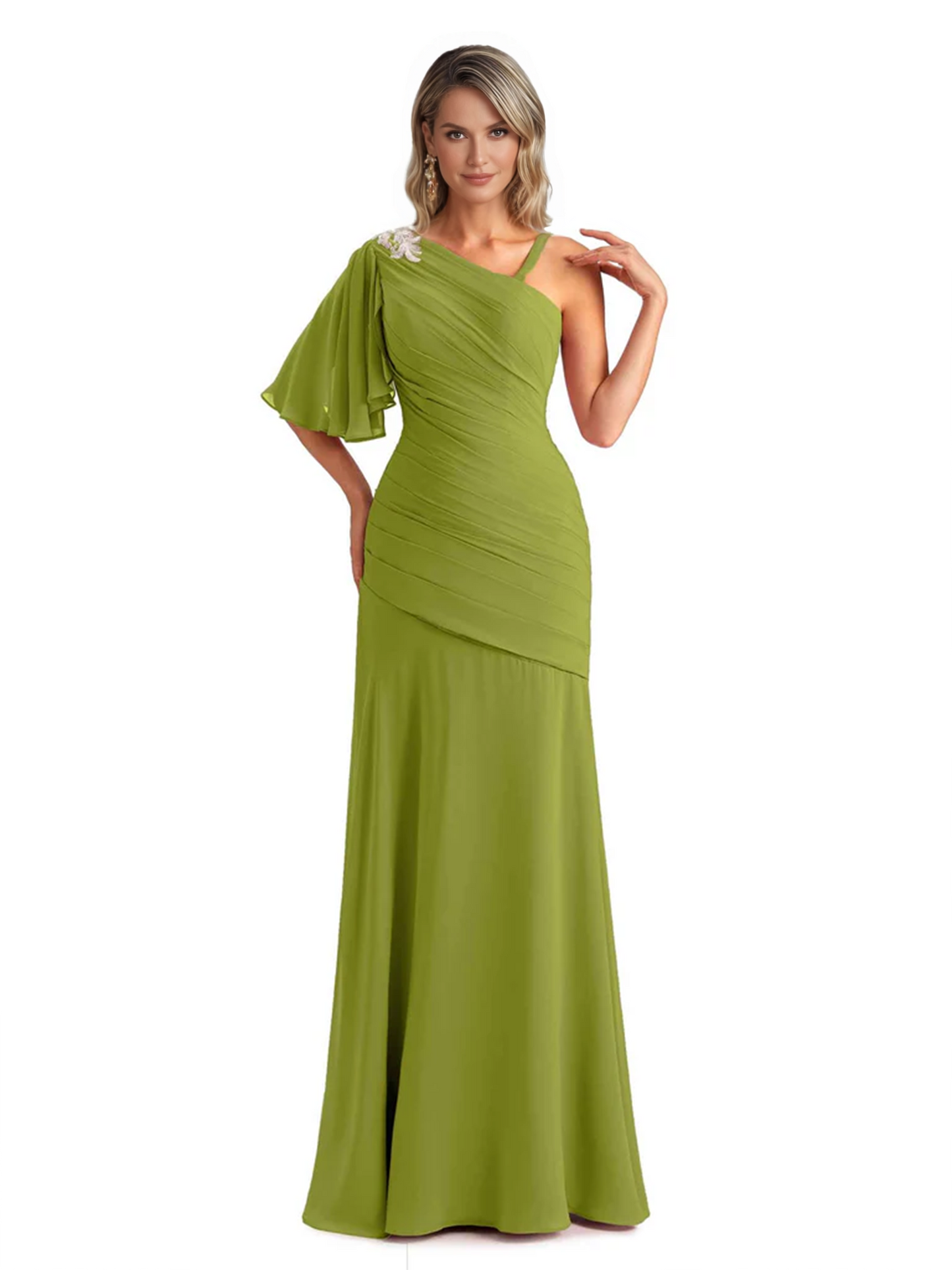Embroidered Lace Bodice Mother of the Bride Dress Chiffon Maxi Dress Plus Size