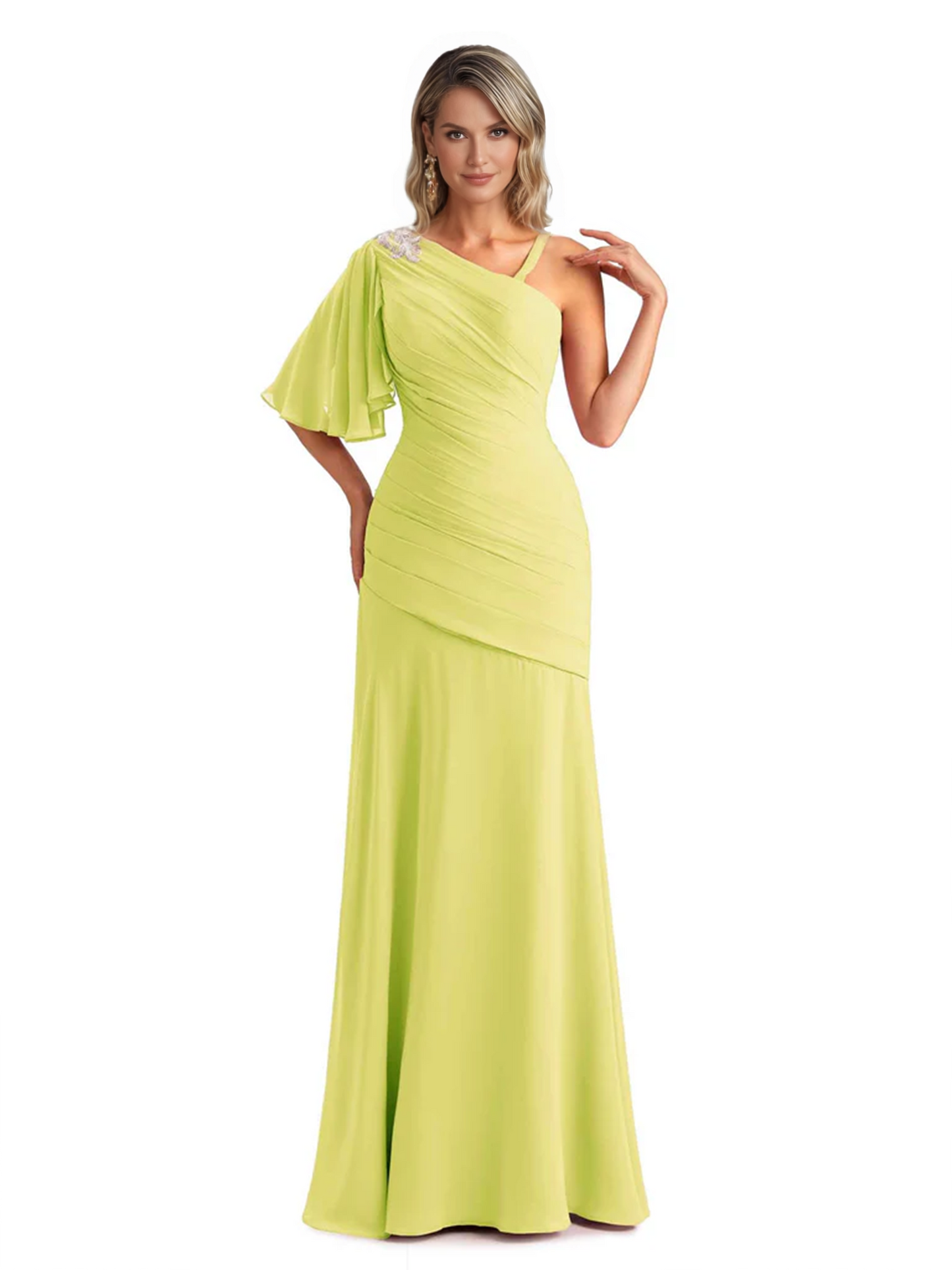 Embroidered Lace Bodice Mother of the Bride Dress Chiffon Maxi Dress Plus Size