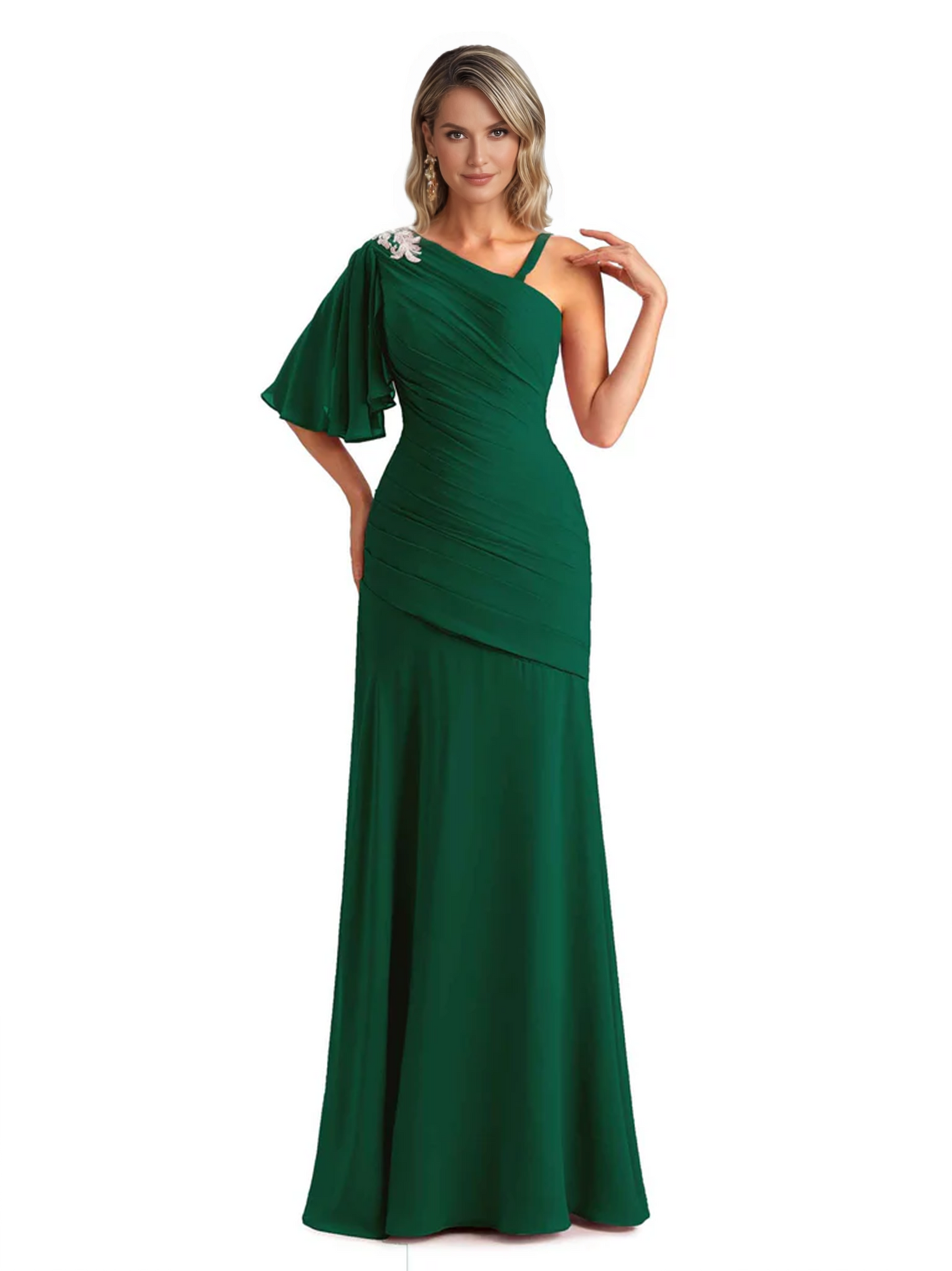 Embroidered Lace Bodice Mother of the Bride Dress Chiffon Maxi Dress Plus Size