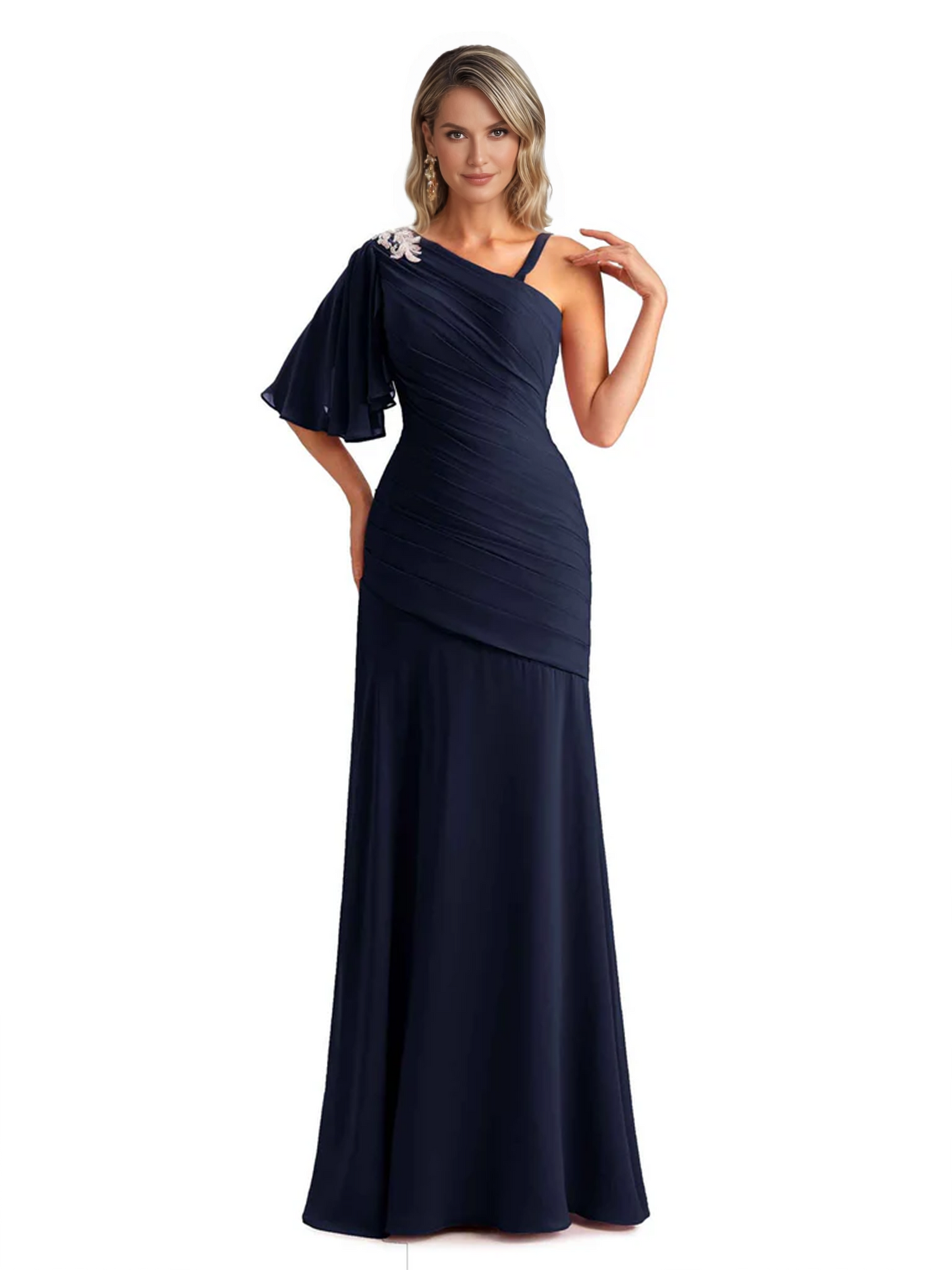 Embroidered Lace Bodice Mother of the Bride Dress Chiffon Maxi Dress Plus Size