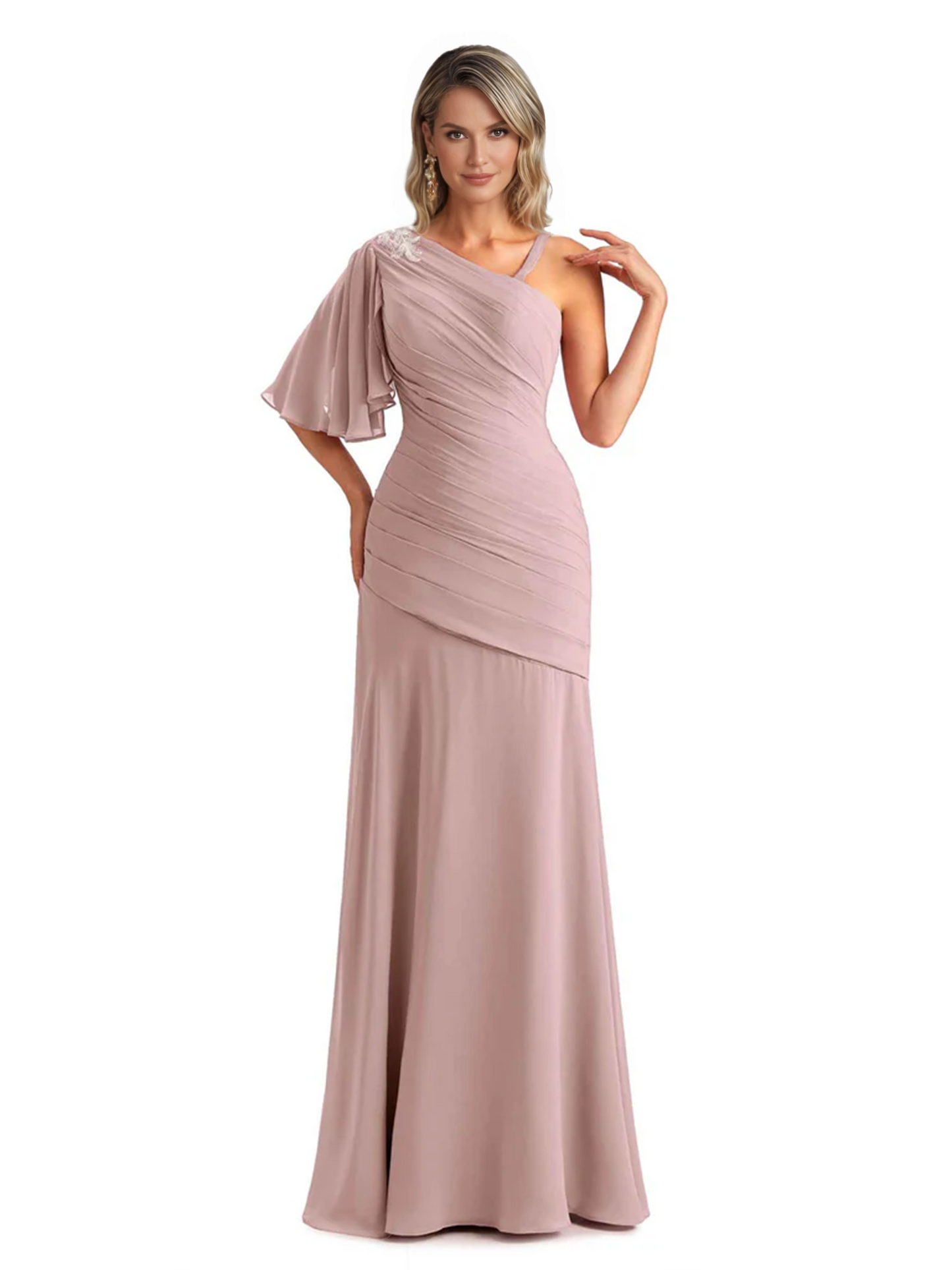 Embroidered Lace Bodice Mother of the Bride Dress Chiffon Maxi Dress Plus Size
