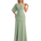 Embroidered Lace Bodice Mother of the Bride Dress Chiffon Maxi Dress Plus Size