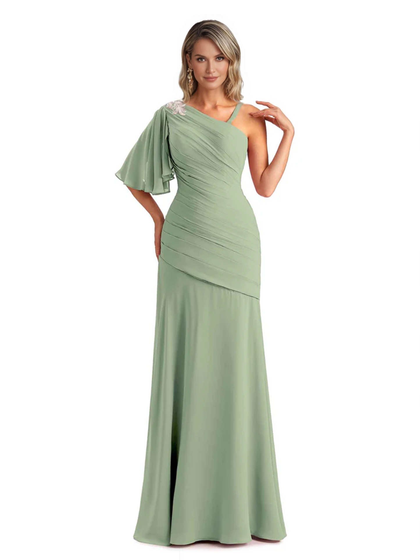 Embroidered Lace Bodice Mother of the Bride Dress Chiffon Maxi Dress Plus Size