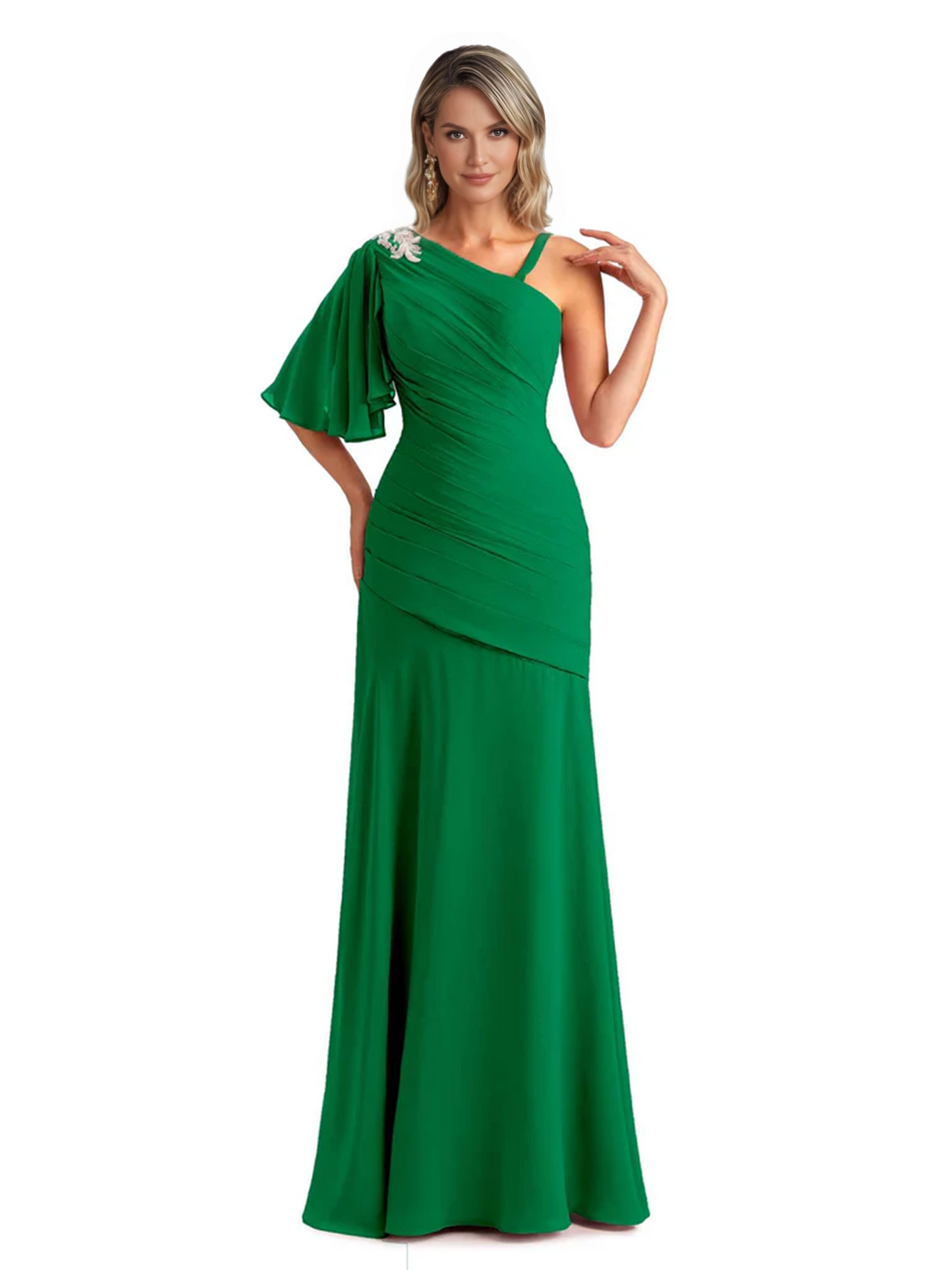 Embroidered Lace Bodice Mother of the Bride Dress Chiffon Maxi Dress Plus Size