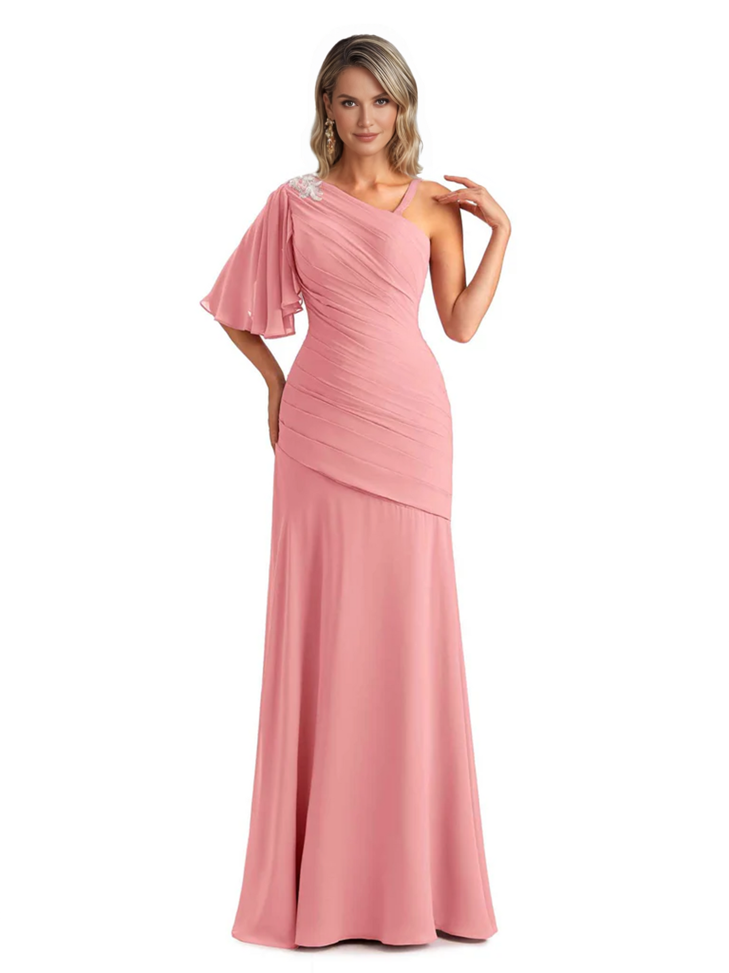 Embroidered Lace Bodice Mother of the Bride Dress Chiffon Maxi Dress Plus Size