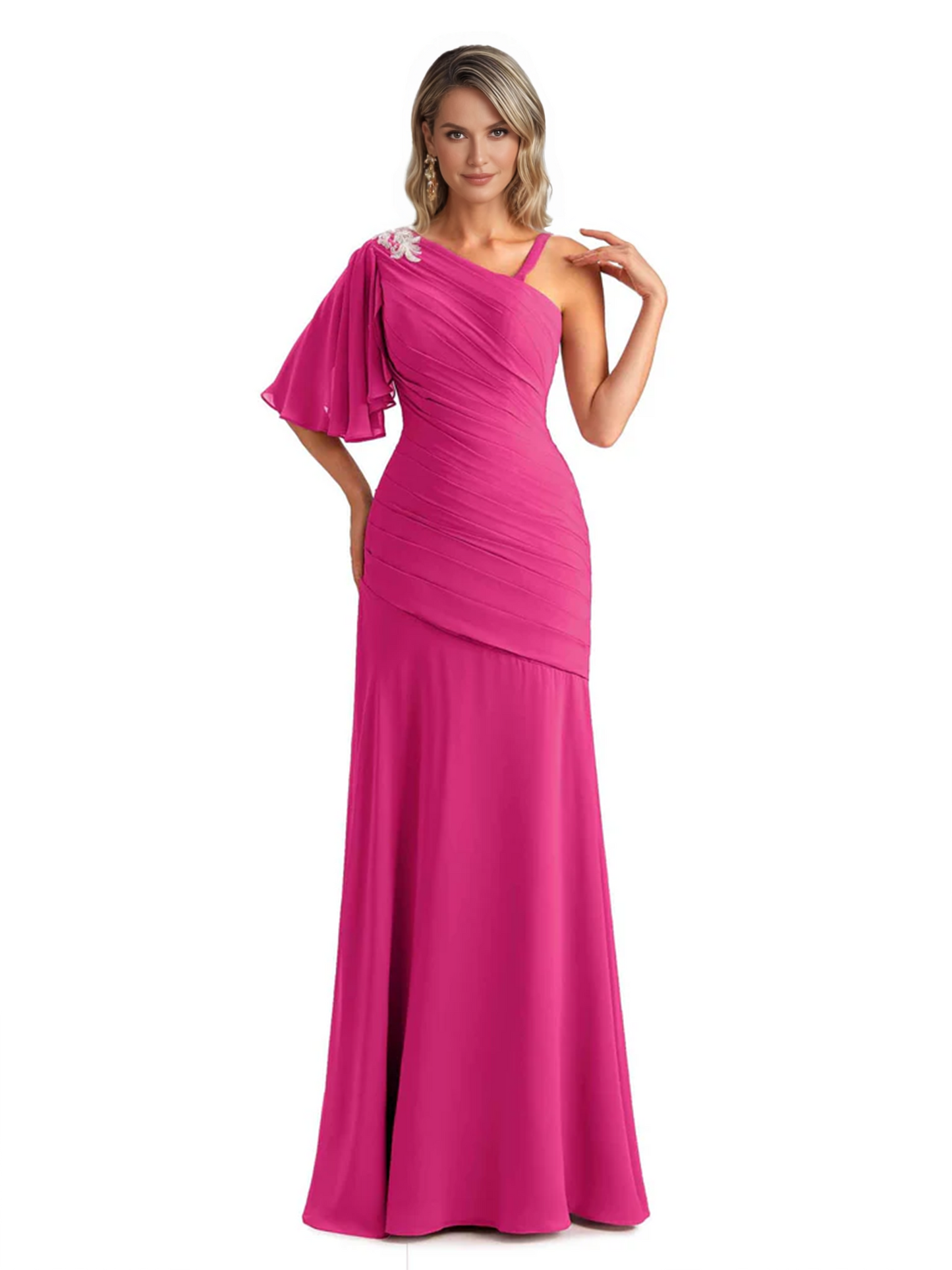 Embroidered Lace Bodice Mother of the Bride Dress Chiffon Maxi Dress Plus Size