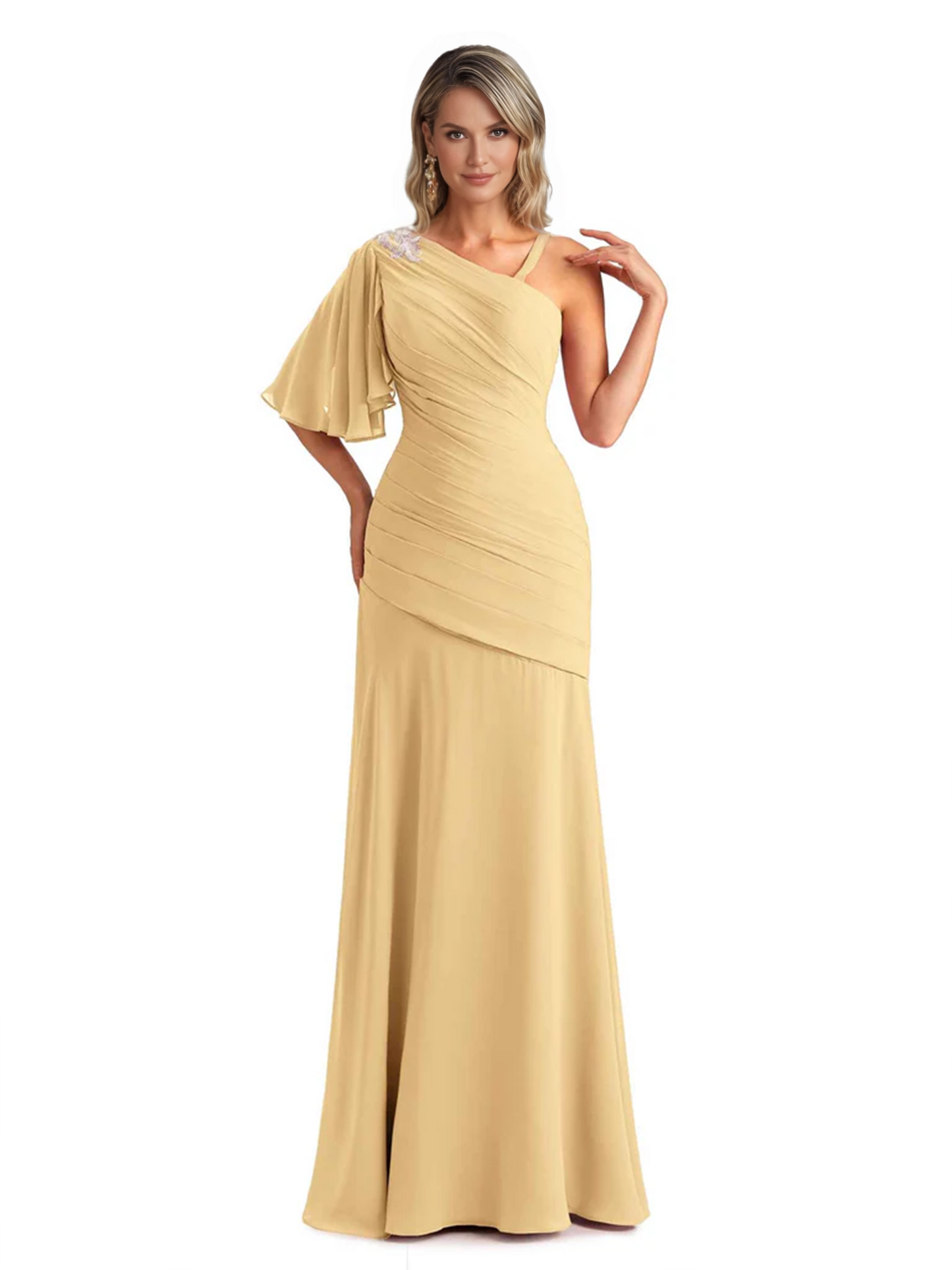 Embroidered Lace Bodice Mother of the Bride Dress Chiffon Maxi Dress Plus Size