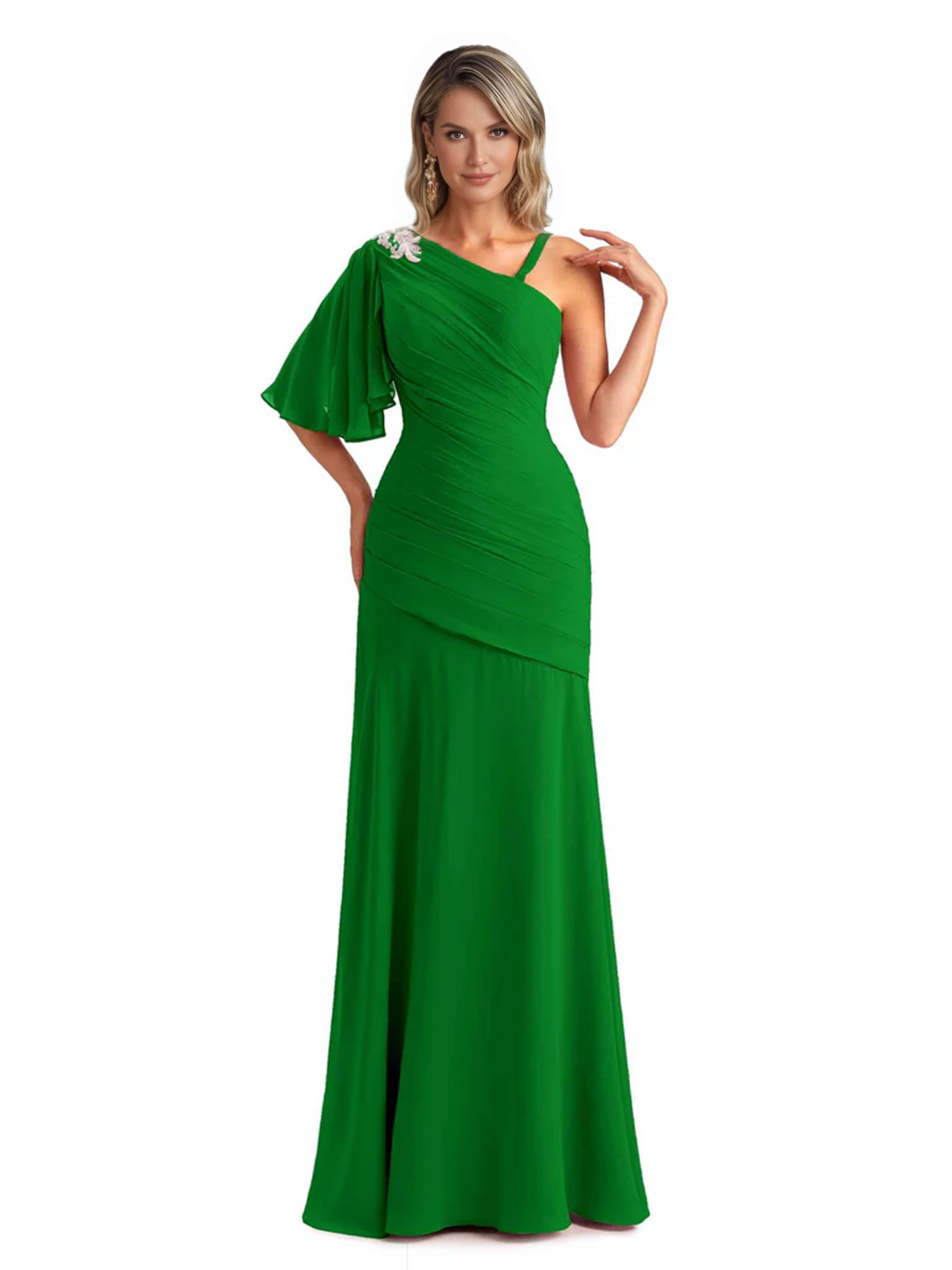 Embroidered Lace Bodice Mother of the Bride Dress Chiffon Maxi Dress Plus Size