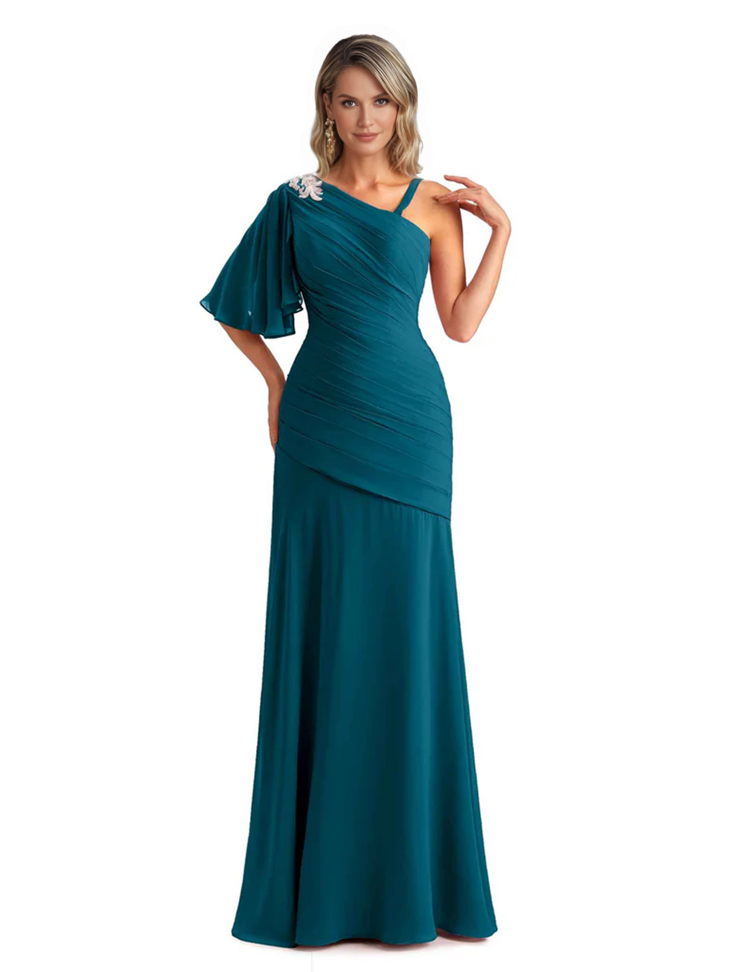 Embroidered Lace Bodice Mother of the Bride Dress Chiffon Maxi Dress Plus Size