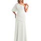 Embroidered Lace Bodice Mother of the Bride Dress Chiffon Maxi Dress Plus Size