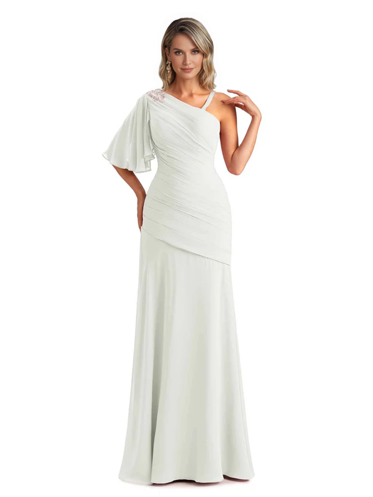Embroidered Lace Bodice Mother of the Bride Dress Chiffon Maxi Dress Plus Size