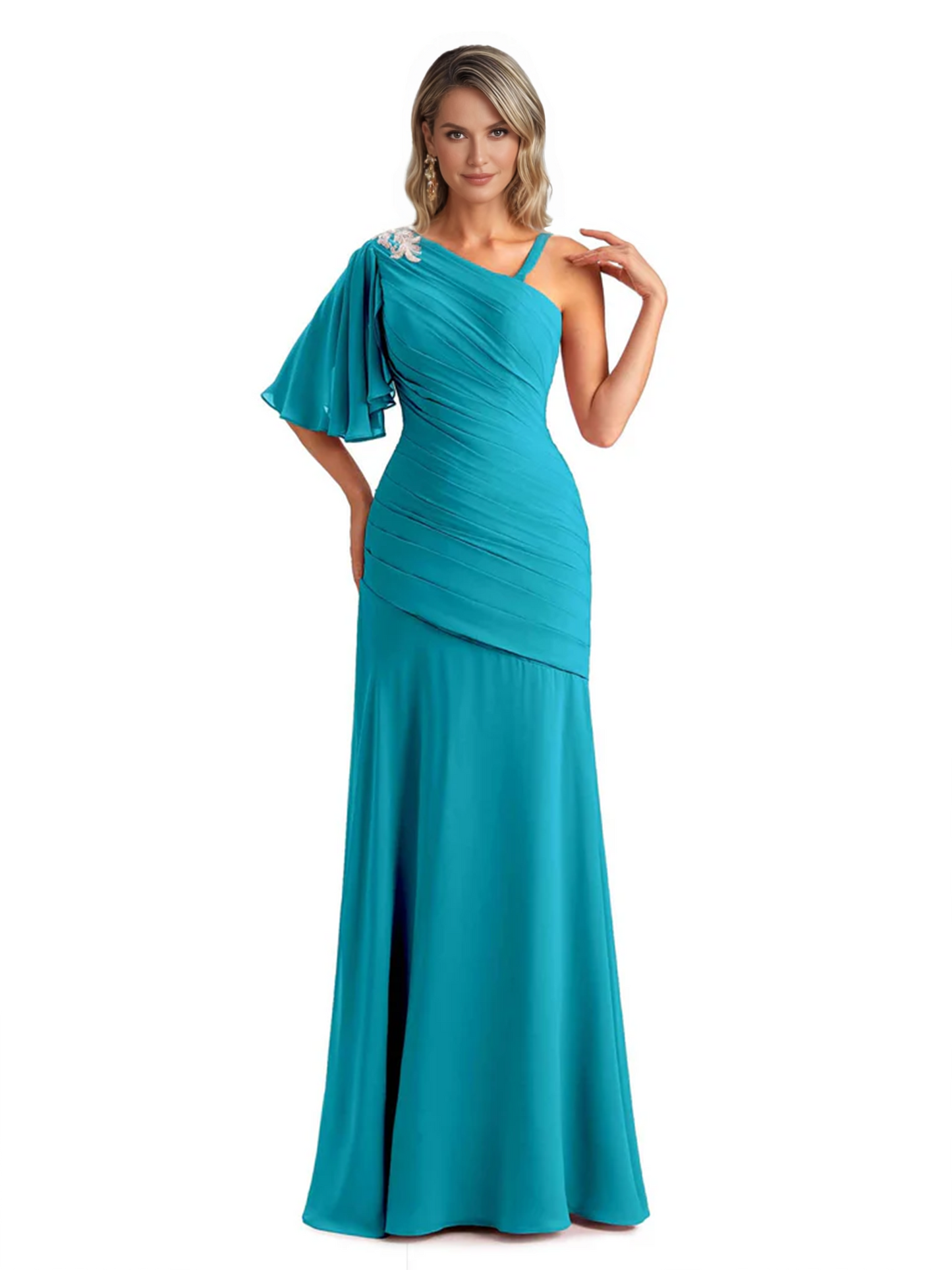 Embroidered Lace Bodice Mother of the Bride Dress Chiffon Maxi Dress Plus Size