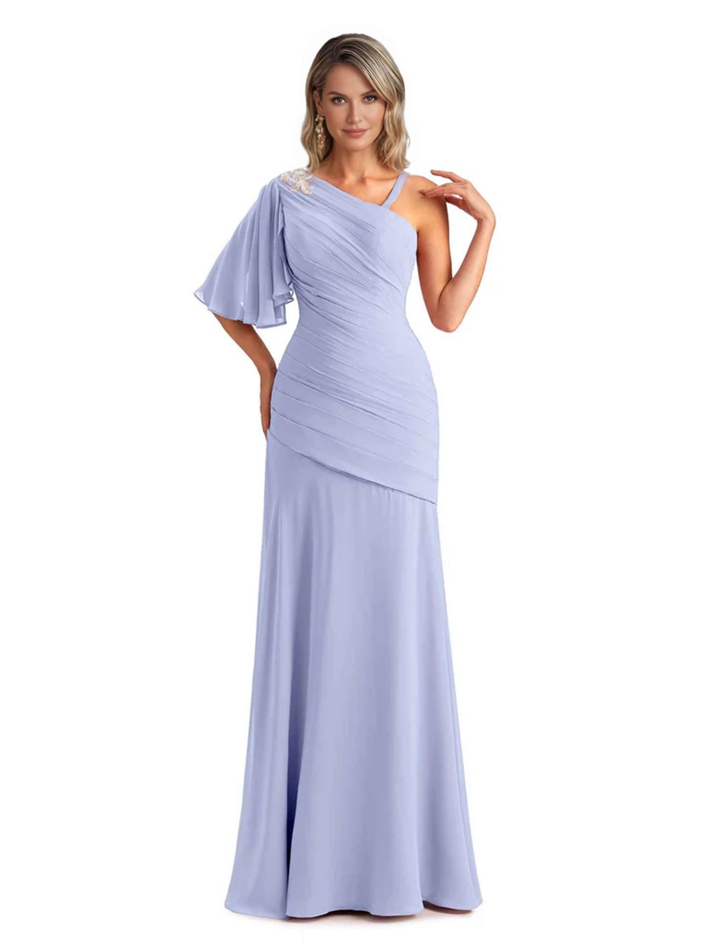 Embroidered Lace Bodice Mother of the Bride Dress Chiffon Maxi Dress Plus Size