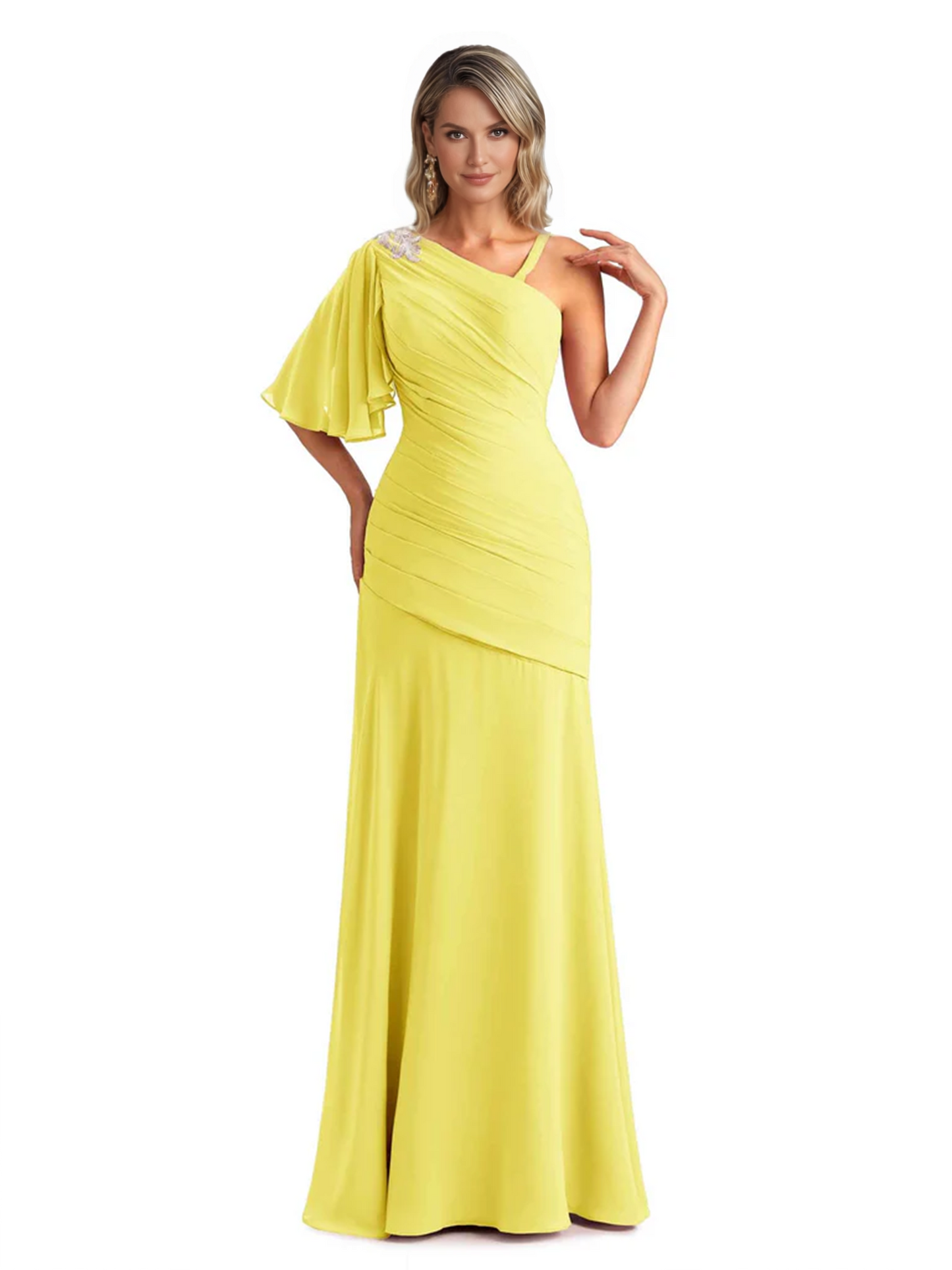 Embroidered Lace Bodice Mother of the Bride Dress Chiffon Maxi Dress Plus Size