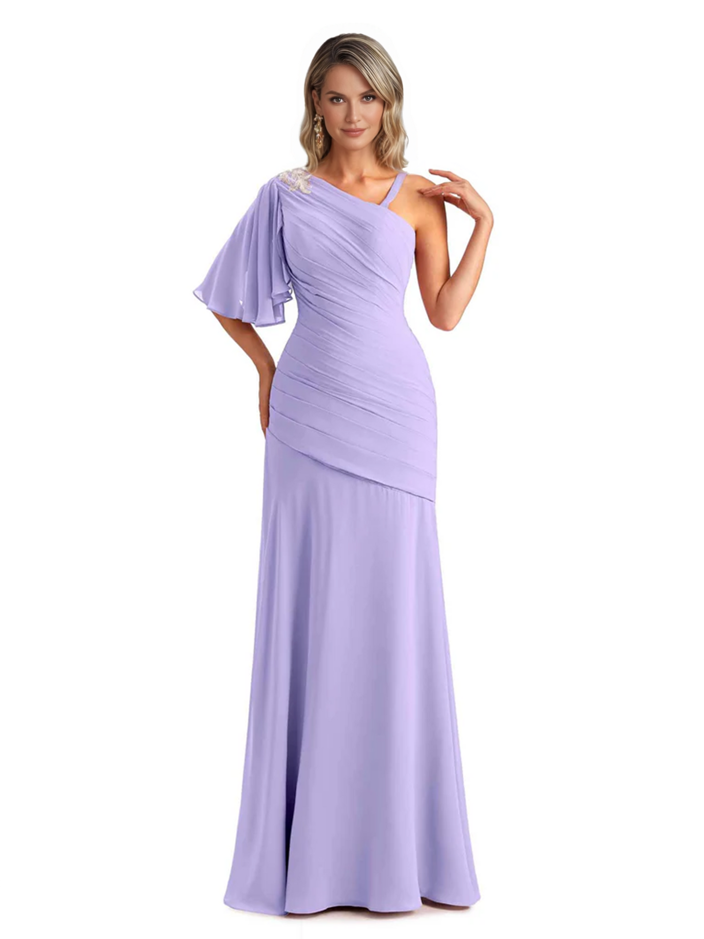 Embroidered Lace Bodice Mother of the Bride Dress Chiffon Maxi Dress Plus Size