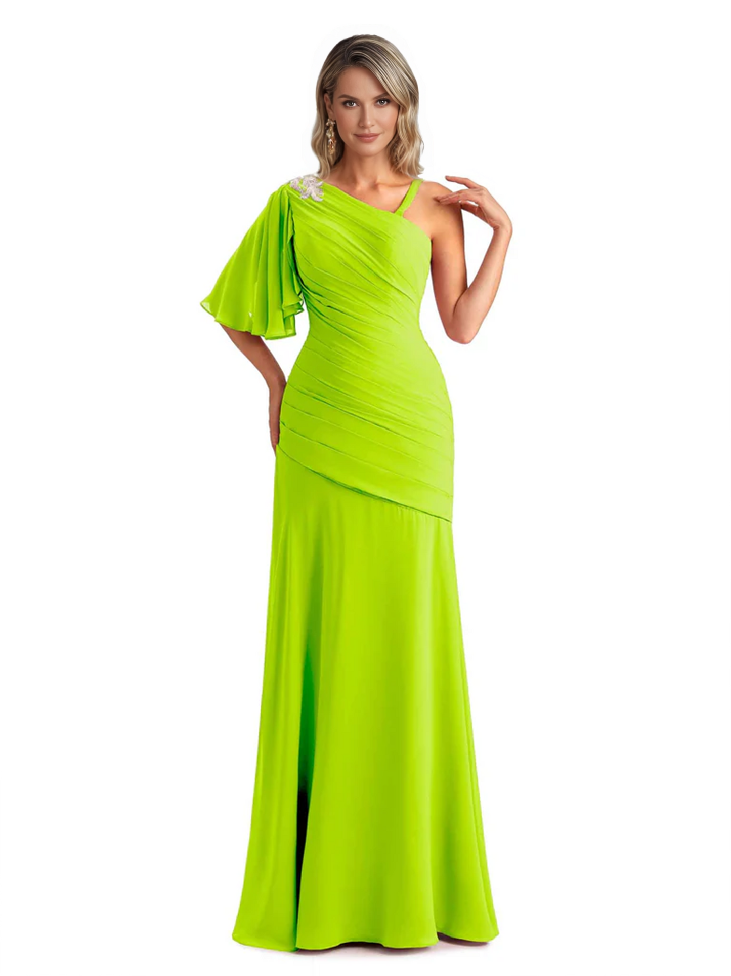 Embroidered Lace Bodice Mother of the Bride Dress Chiffon Maxi Dress Plus Size