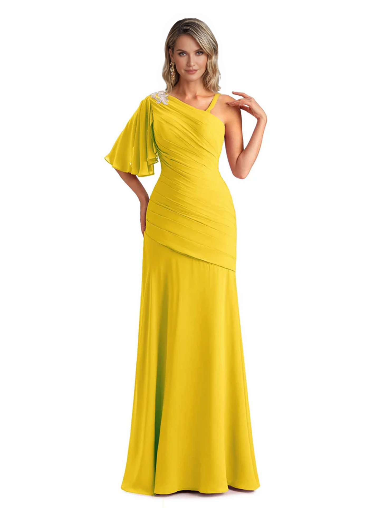 Embroidered Lace Bodice Mother of the Bride Dress Chiffon Maxi Dress Plus Size