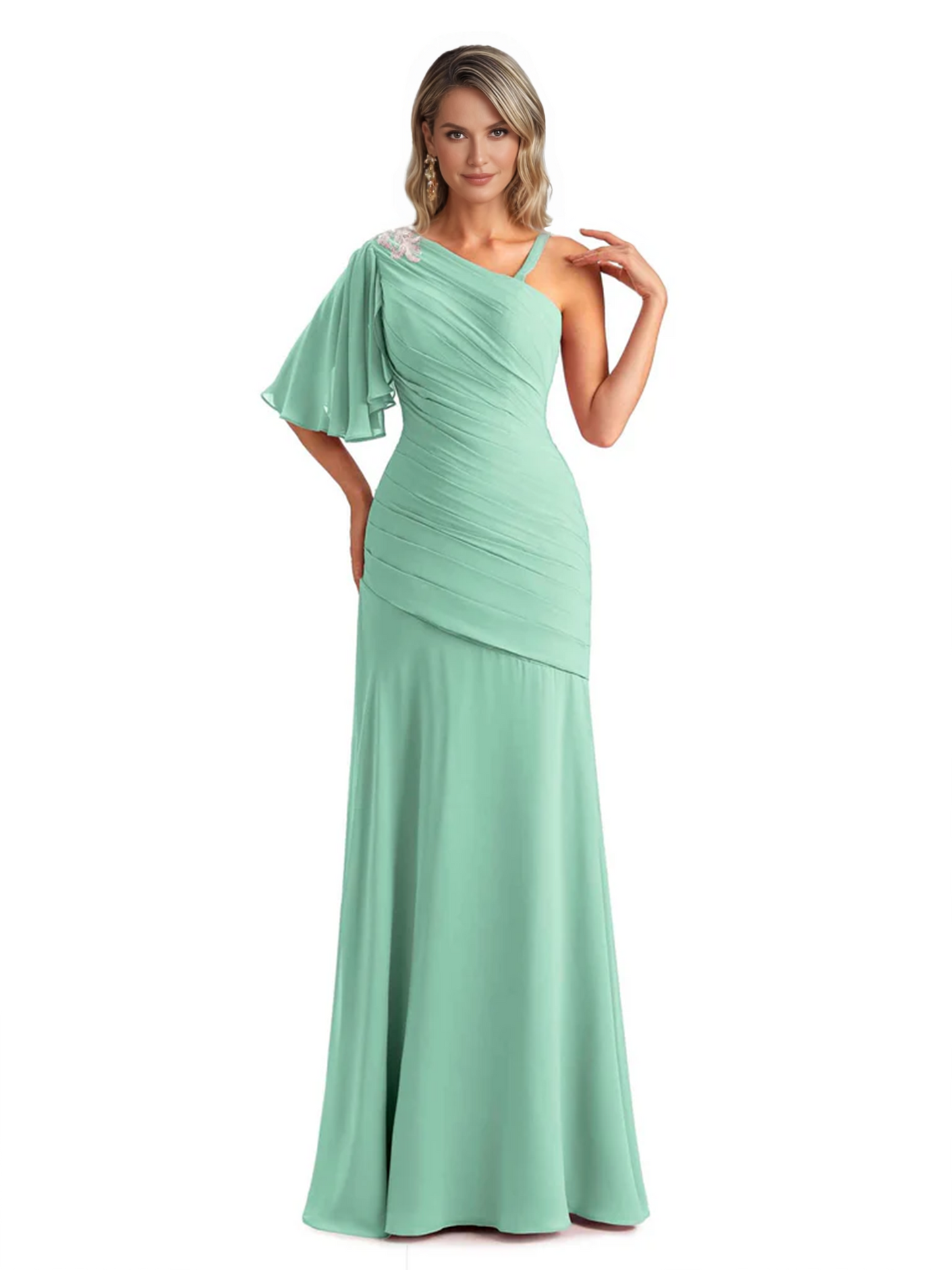 Embroidered Lace Bodice Mother of the Bride Dress Chiffon Maxi Dress Plus Size