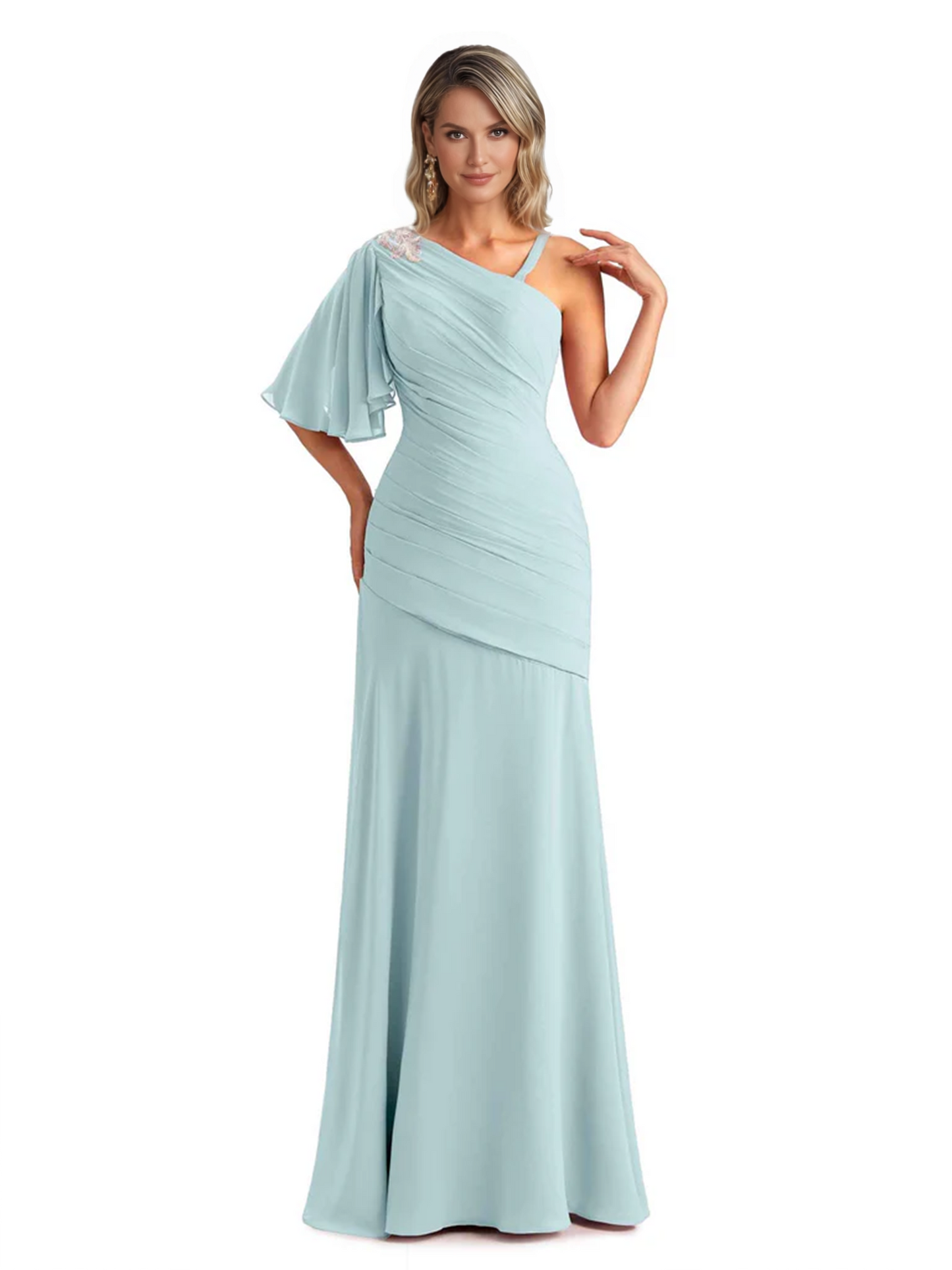 Embroidered Lace Bodice Mother of the Bride Dress Chiffon Maxi Dress Plus Size