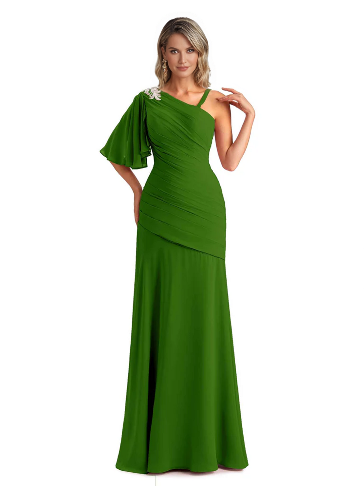 Embroidered Lace Bodice Mother of the Bride Dress Chiffon Maxi Dress Plus Size