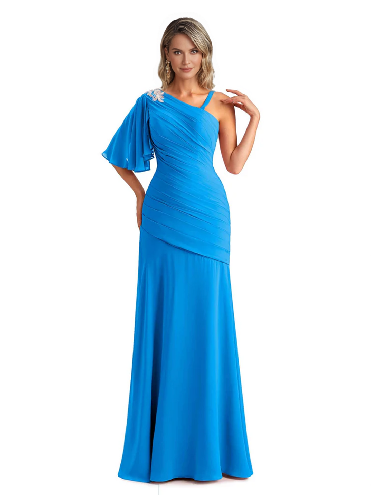 Embroidered Lace Bodice Mother of the Bride Dress Chiffon Maxi Dress Plus Size