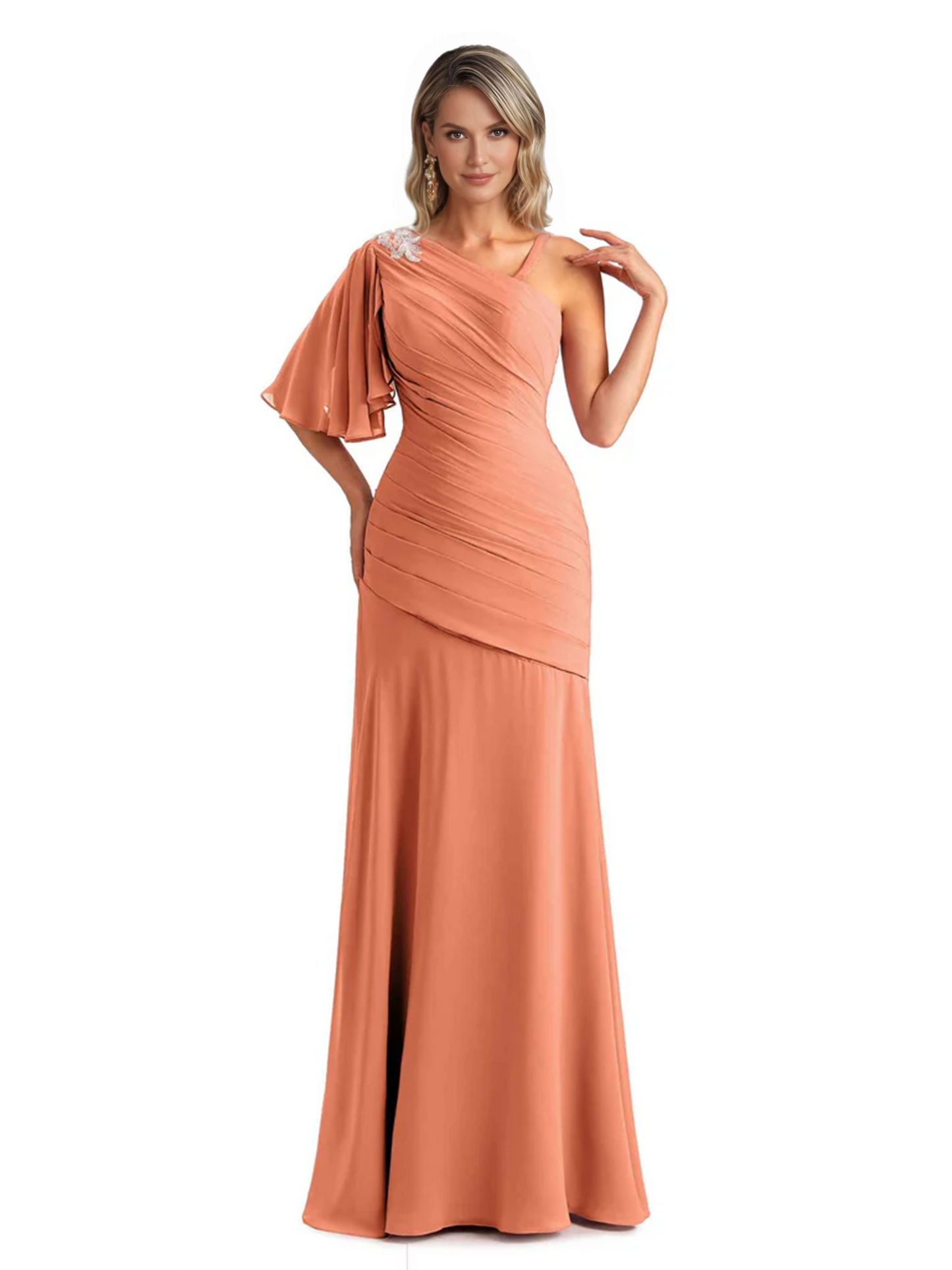 Embroidered Lace Bodice Mother of the Bride Dress Chiffon Maxi Dress Plus Size