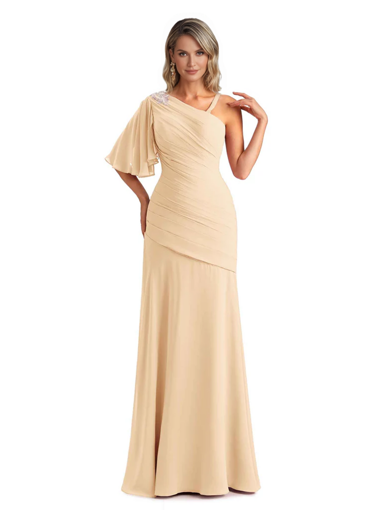 Embroidered Lace Bodice Mother of the Bride Dress Chiffon Maxi Dress Plus Size