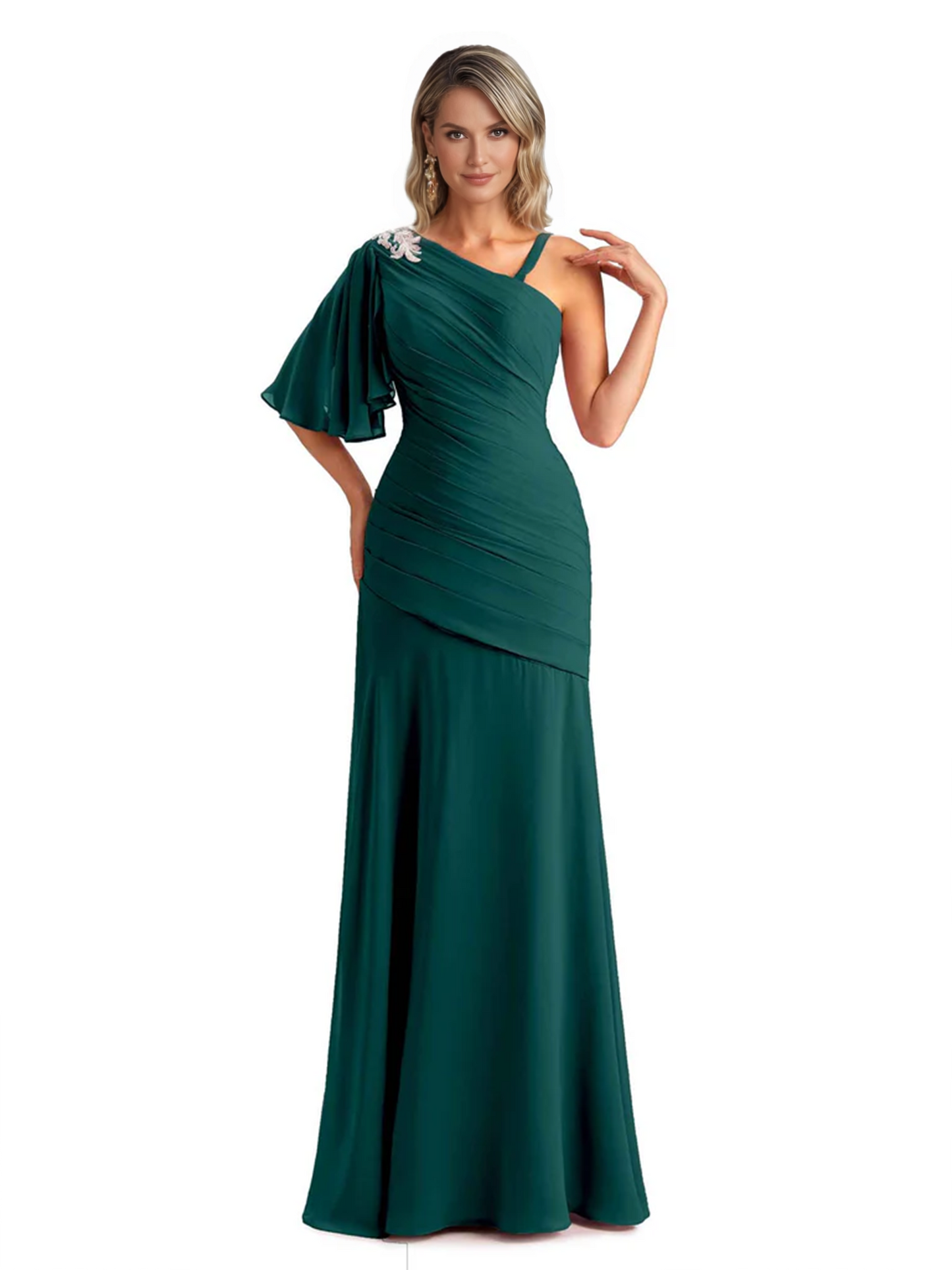 Embroidered Lace Bodice Mother of the Bride Dress Chiffon Maxi Dress Plus Size