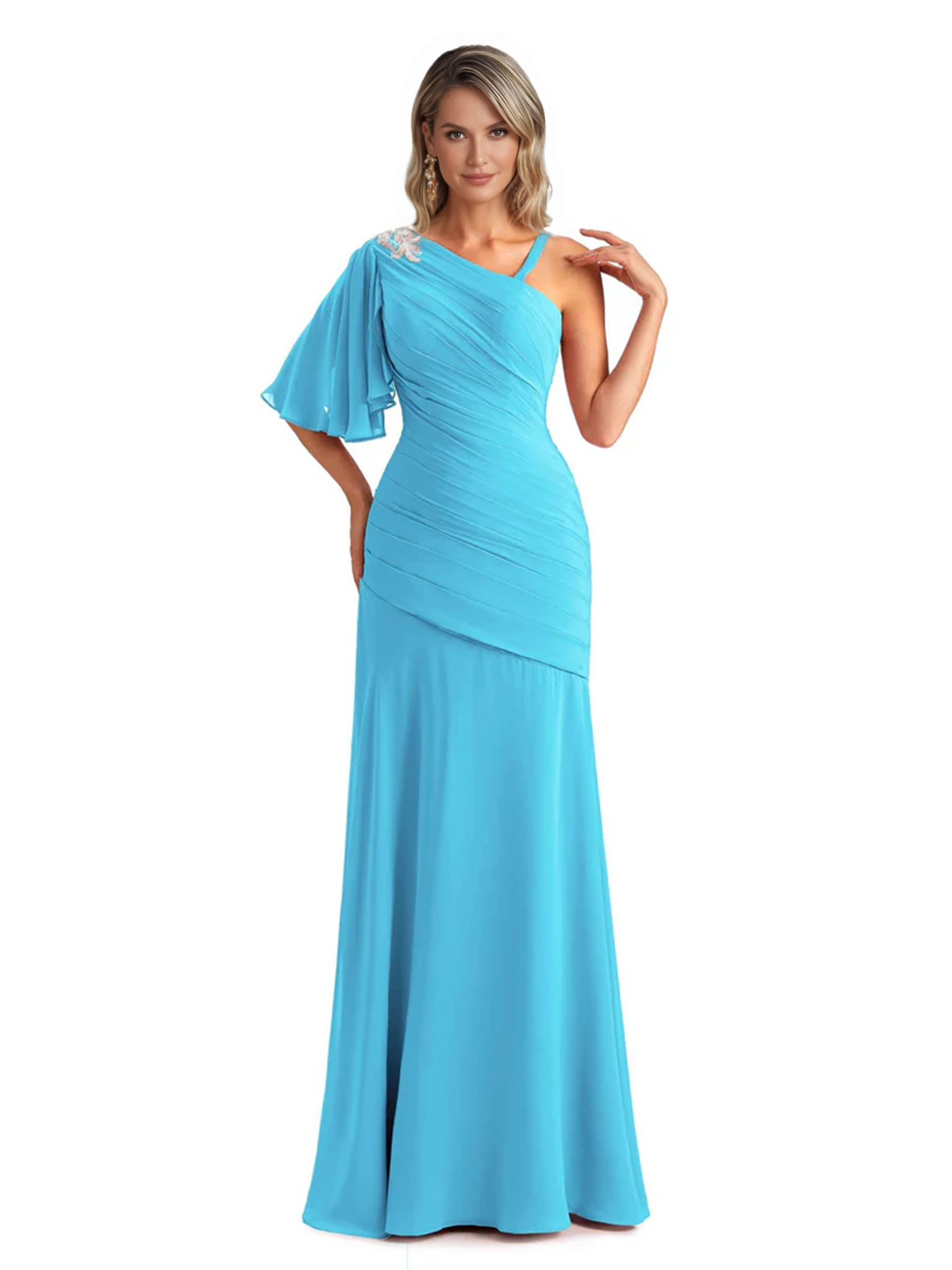 Embroidered Lace Bodice Mother of the Bride Dress Chiffon Maxi Dress Plus Size