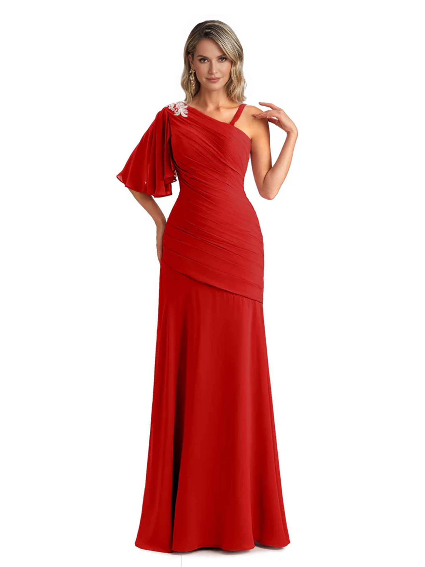 Embroidered Lace Bodice Mother of the Bride Dress Chiffon Maxi Dress Plus Size