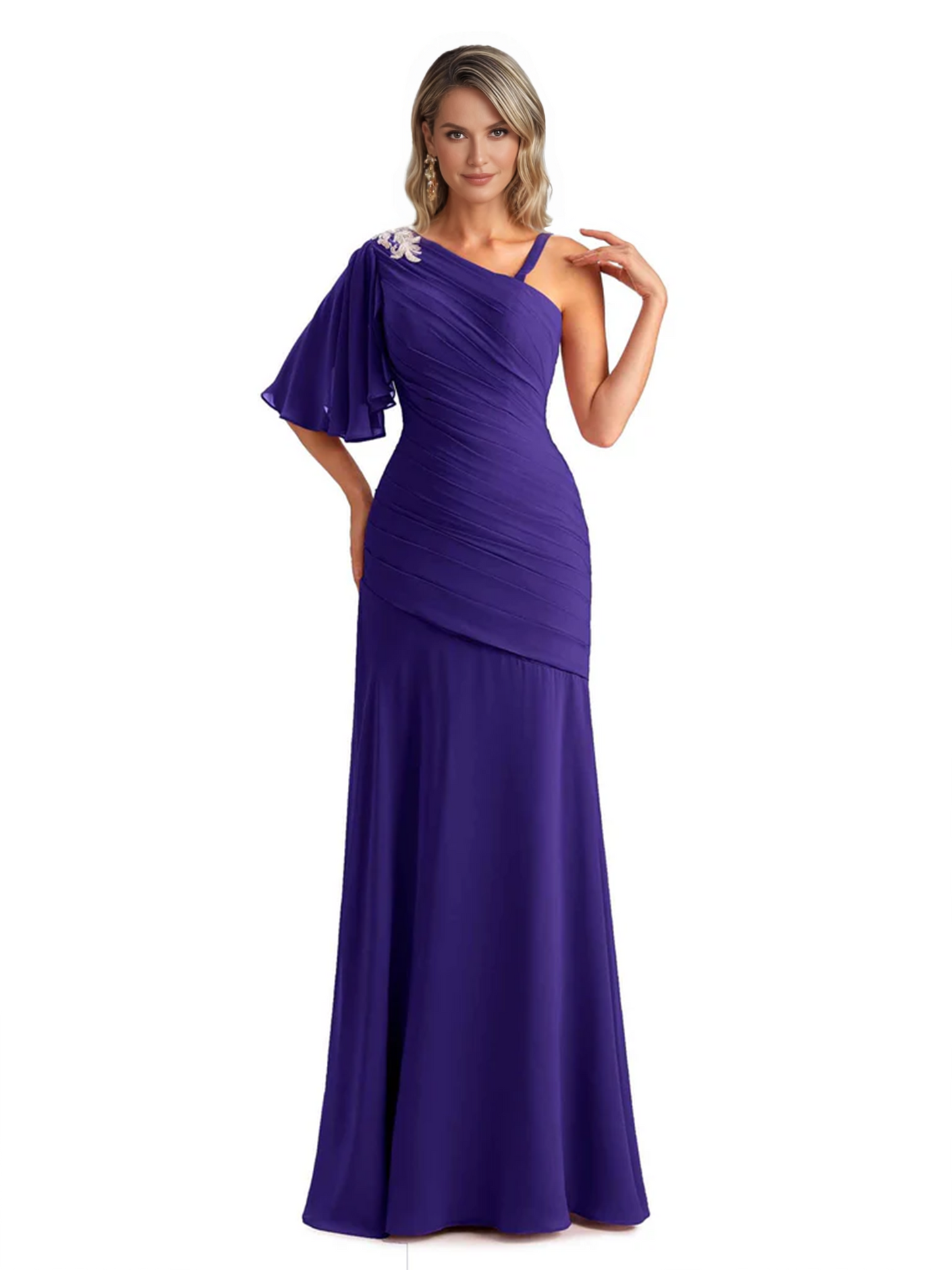 Embroidered Lace Bodice Mother of the Bride Dress Chiffon Maxi Dress Plus Size