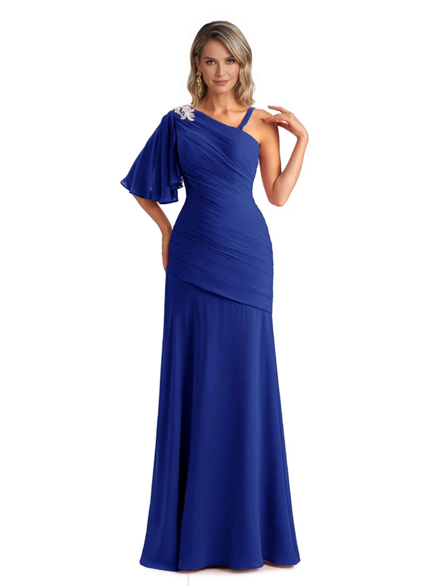 Embroidered Lace Bodice Mother of the Bride Dress Chiffon Maxi Dress Plus Size