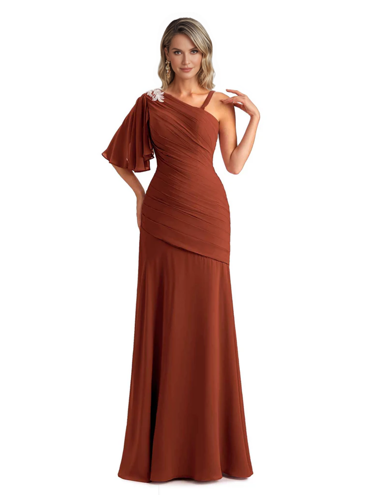Embroidered Lace Bodice Mother of the Bride Dress Chiffon Maxi Dress Plus Size