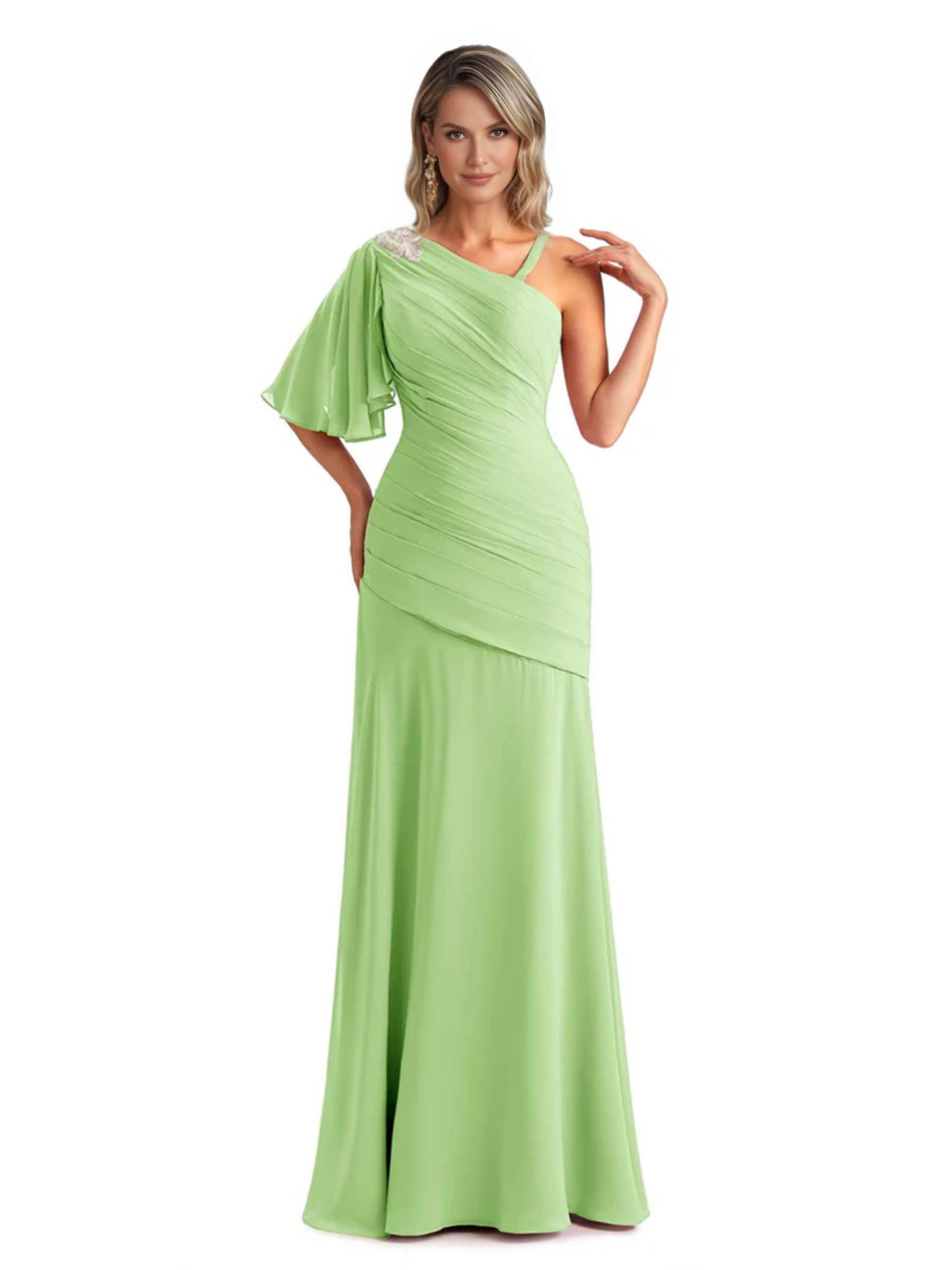 Embroidered Lace Bodice Mother of the Bride Dress Chiffon Maxi Dress Plus Size