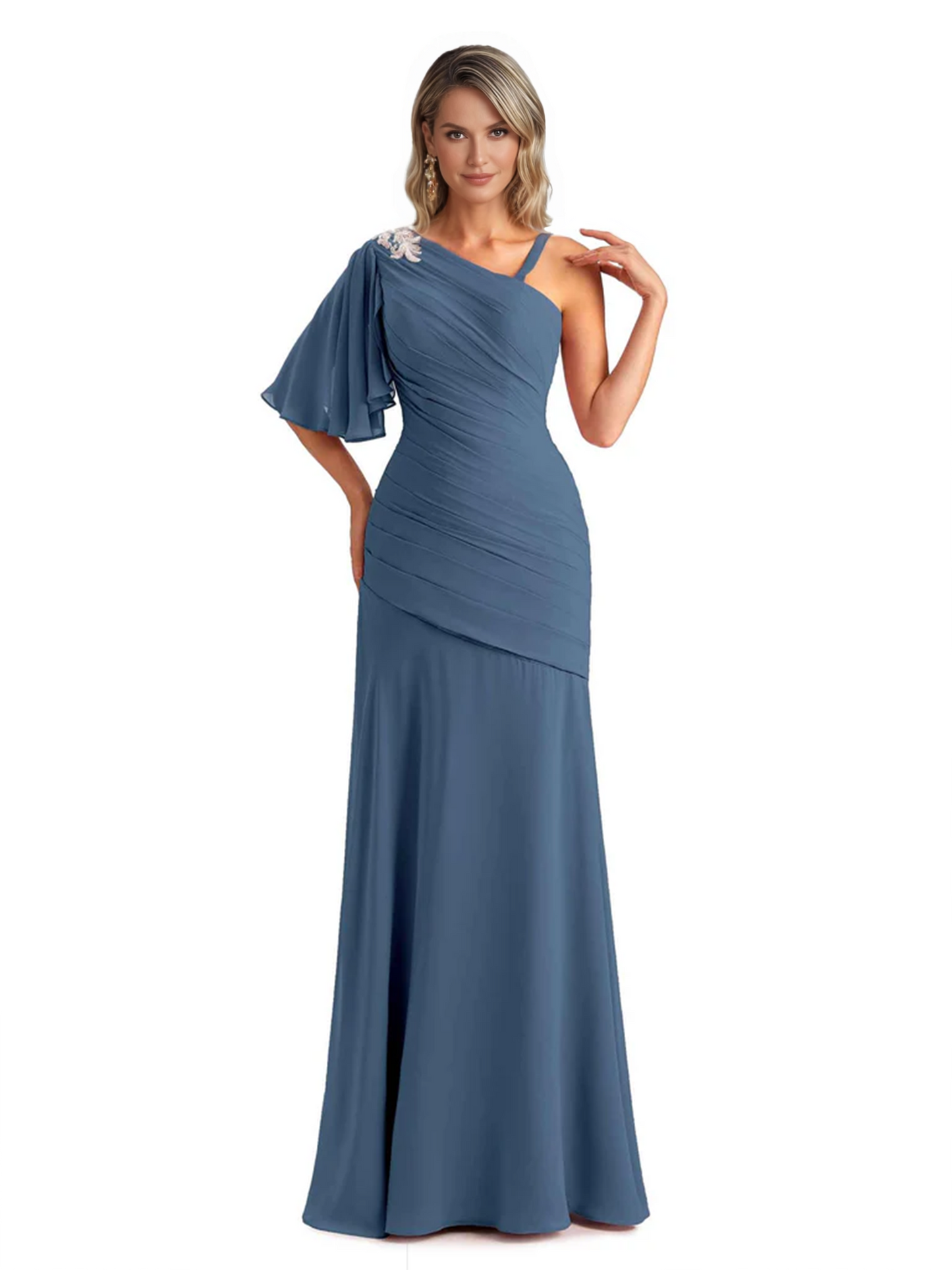 Embroidered Lace Bodice Mother of the Bride Dress Chiffon Maxi Dress Plus Size