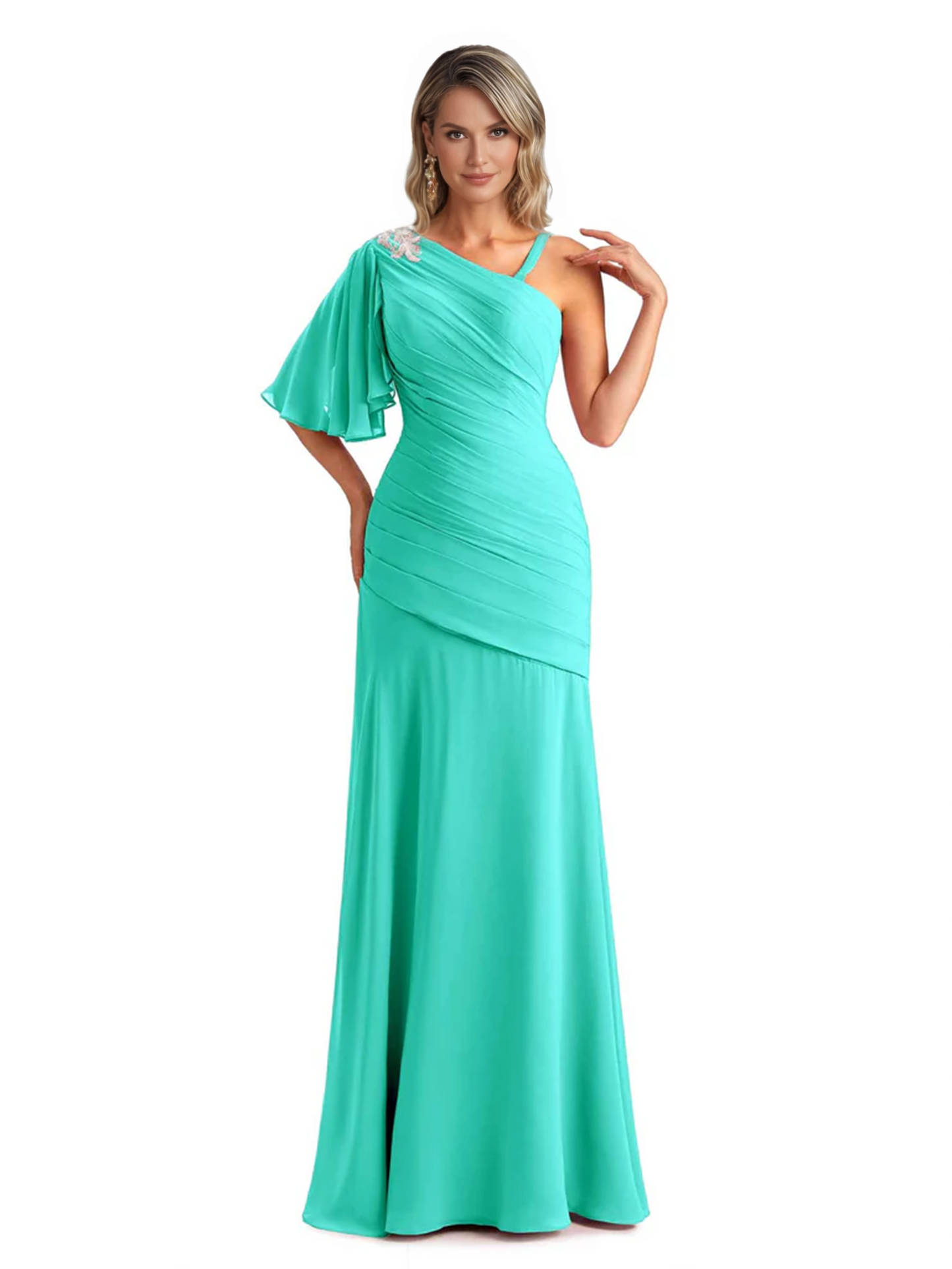 Embroidered Lace Bodice Mother of the Bride Dress Chiffon Maxi Dress Plus Size