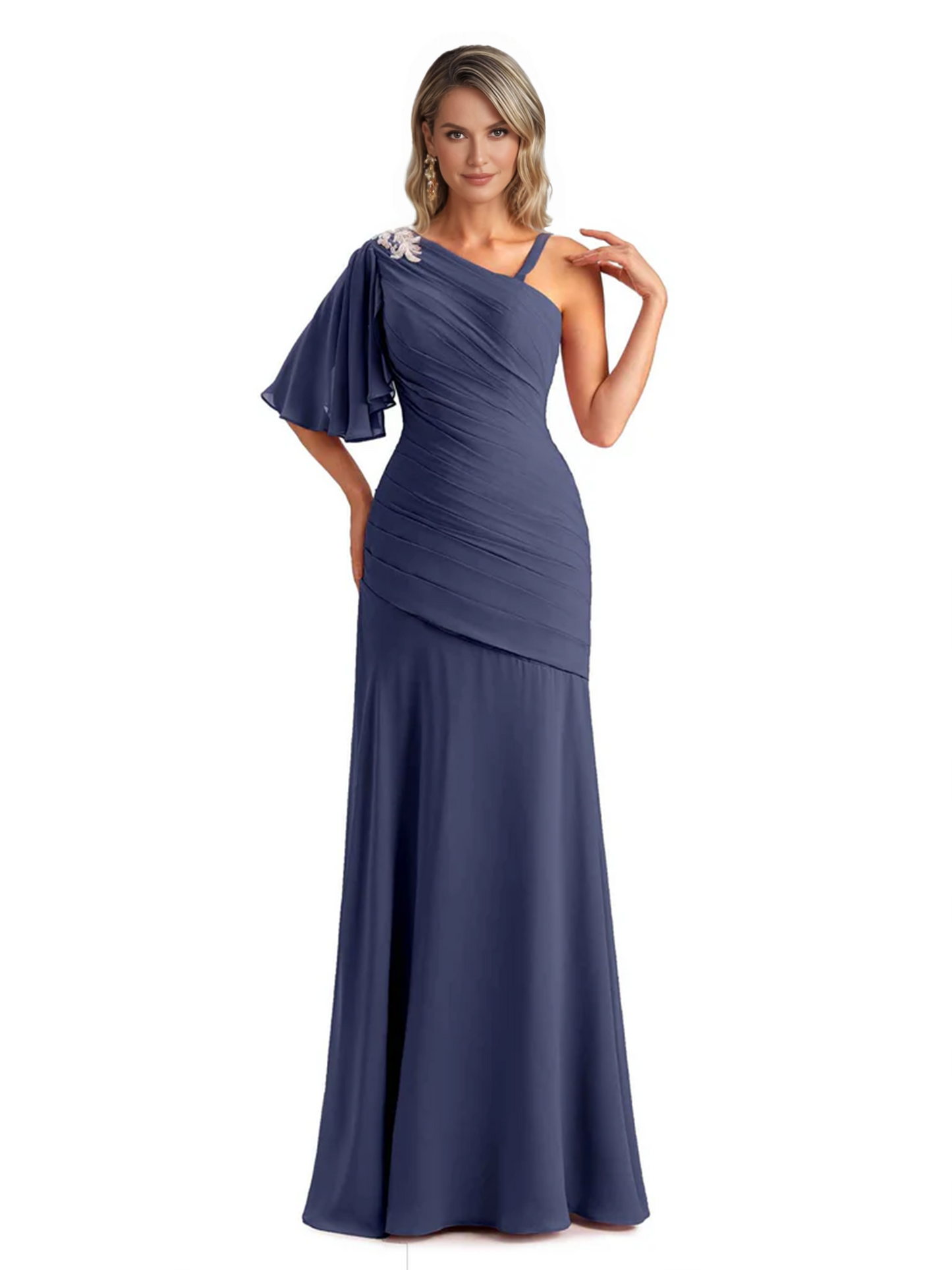 Embroidered Lace Bodice Mother of the Bride Dress Chiffon Maxi Dress Plus Size