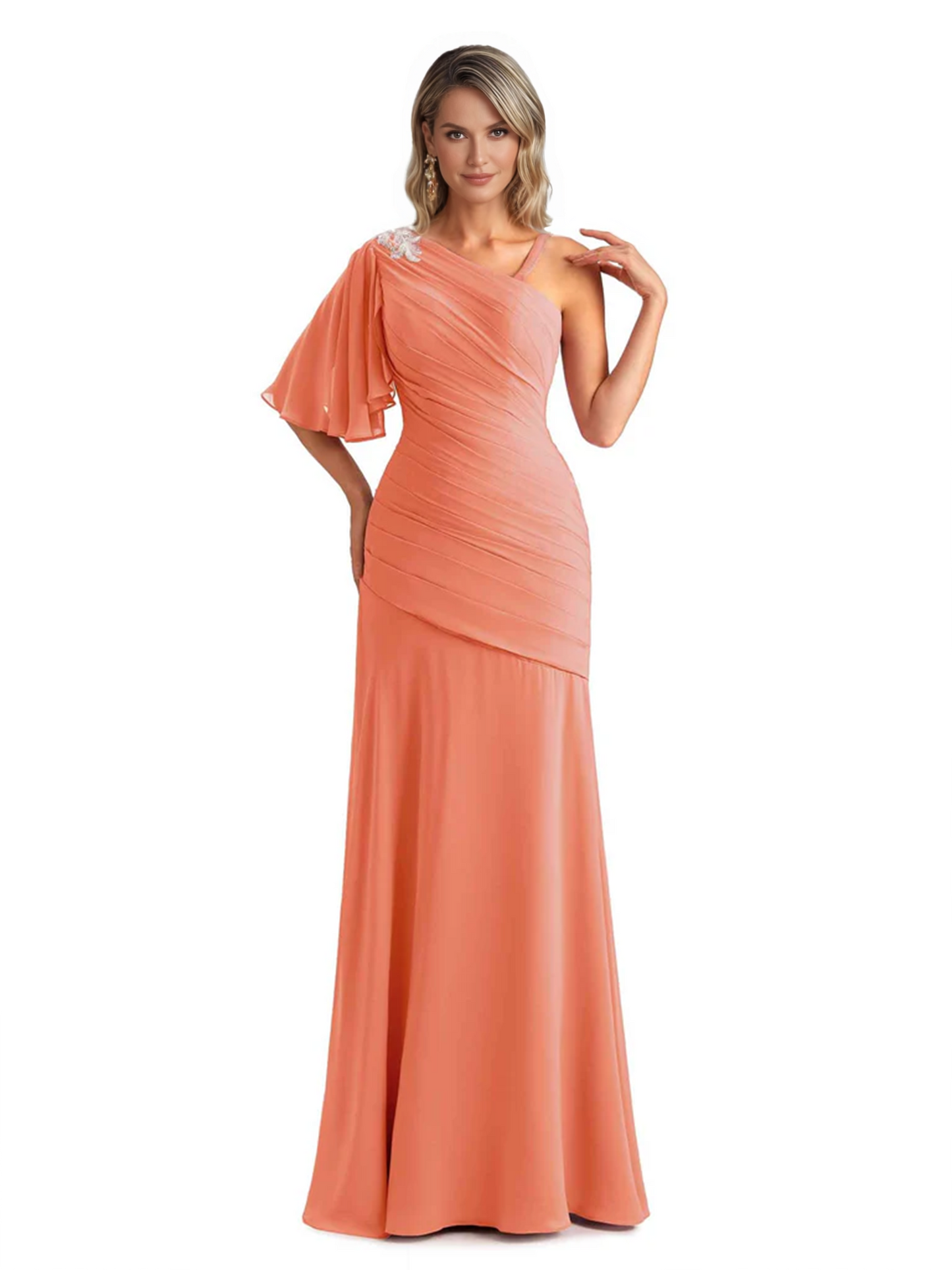 Embroidered Lace Bodice Mother of the Bride Dress Chiffon Maxi Dress Plus Size
