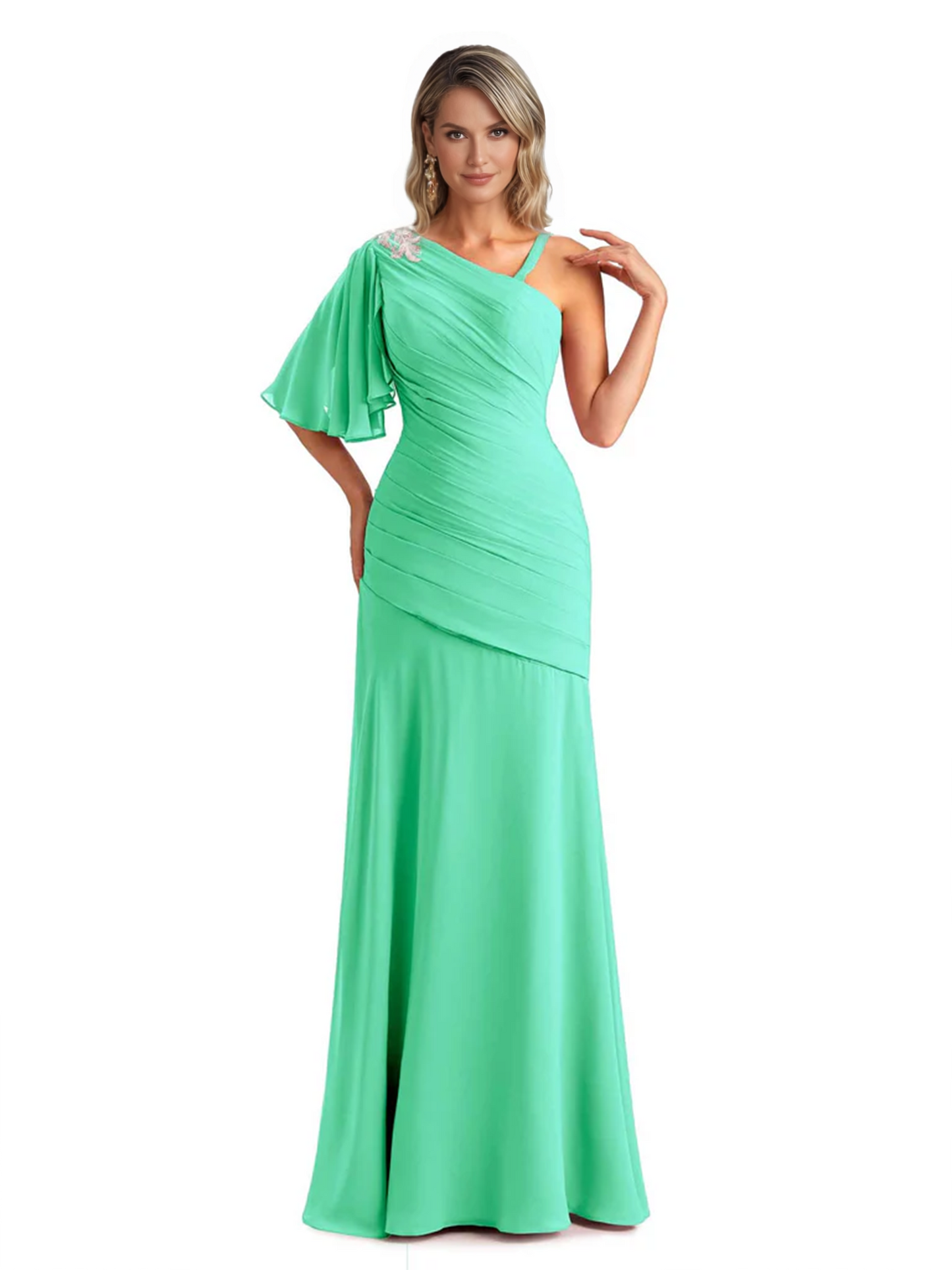 Embroidered Lace Bodice Mother of the Bride Dress Chiffon Maxi Dress Plus Size