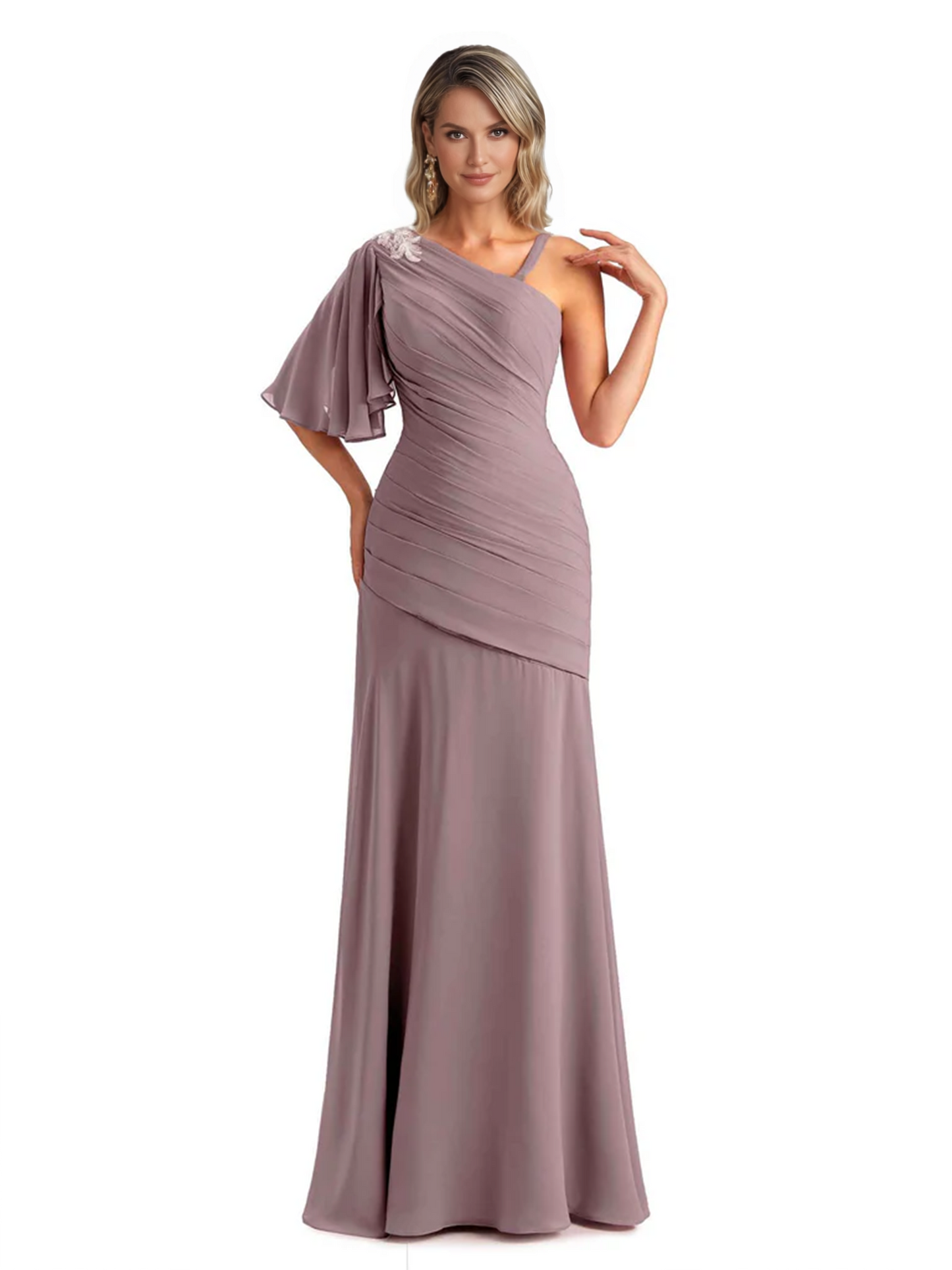Embroidered Lace Bodice Mother of the Bride Dress Chiffon Maxi Dress Plus Size